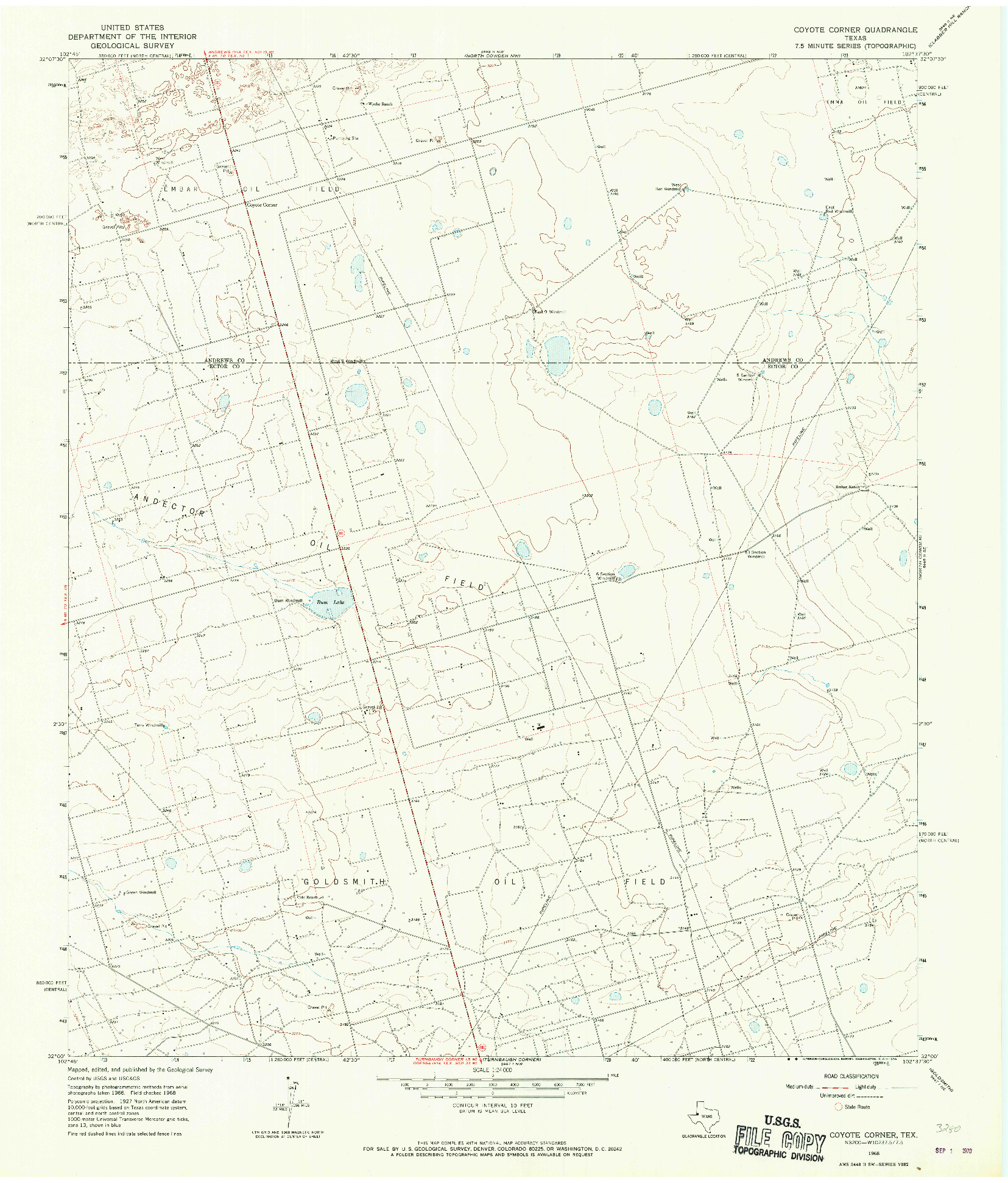 USGS 1:24000-SCALE QUADRANGLE FOR COYOTE CORNER, TX 1968