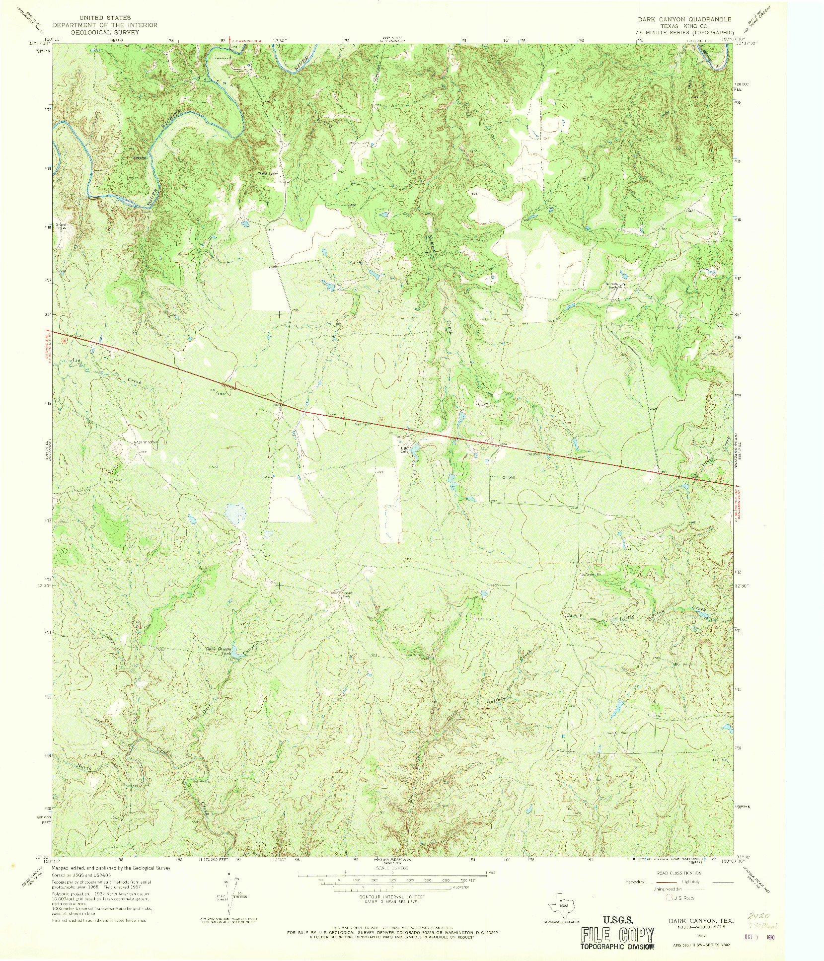 USGS 1:24000-SCALE QUADRANGLE FOR DARK CANYON, TX 1967