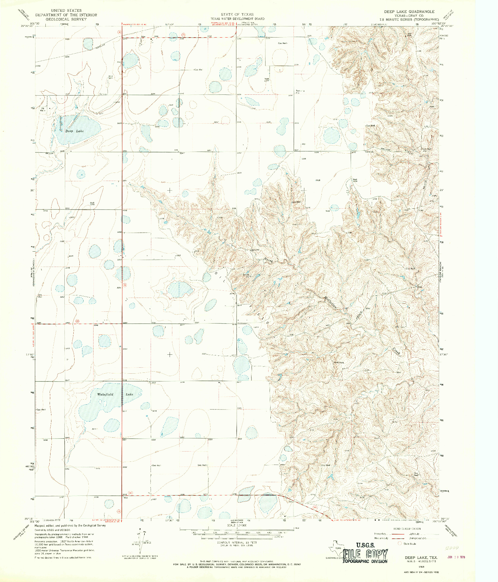 USGS 1:24000-SCALE QUADRANGLE FOR DEEP LAKE, TX 1968