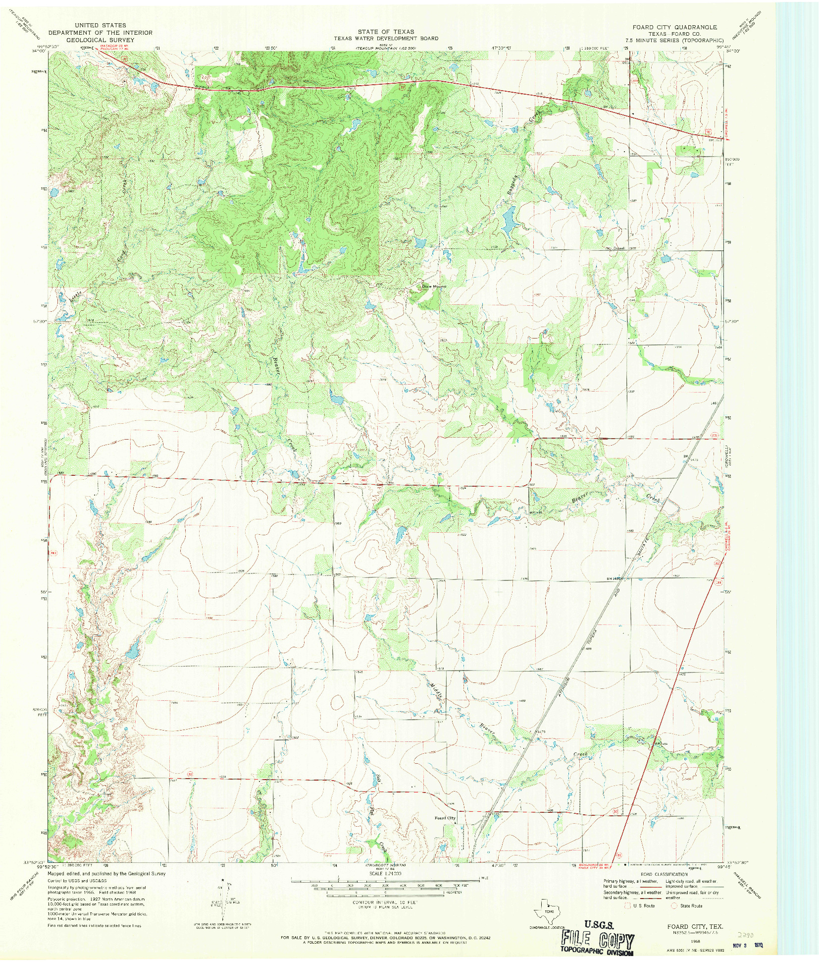 USGS 1:24000-SCALE QUADRANGLE FOR FOARD CITY, TX 1968