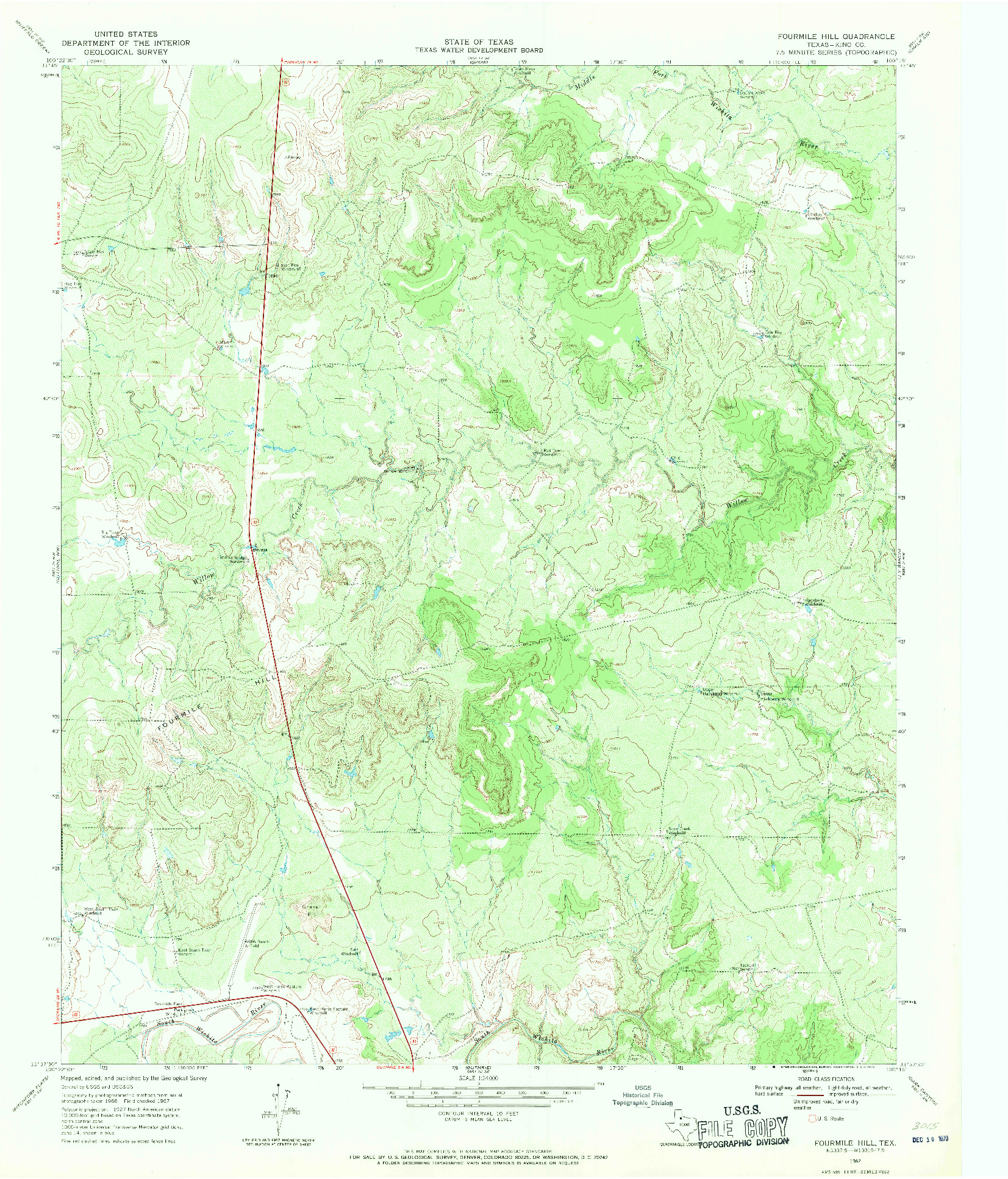 USGS 1:24000-SCALE QUADRANGLE FOR FOURMILE HILL, TX 1967