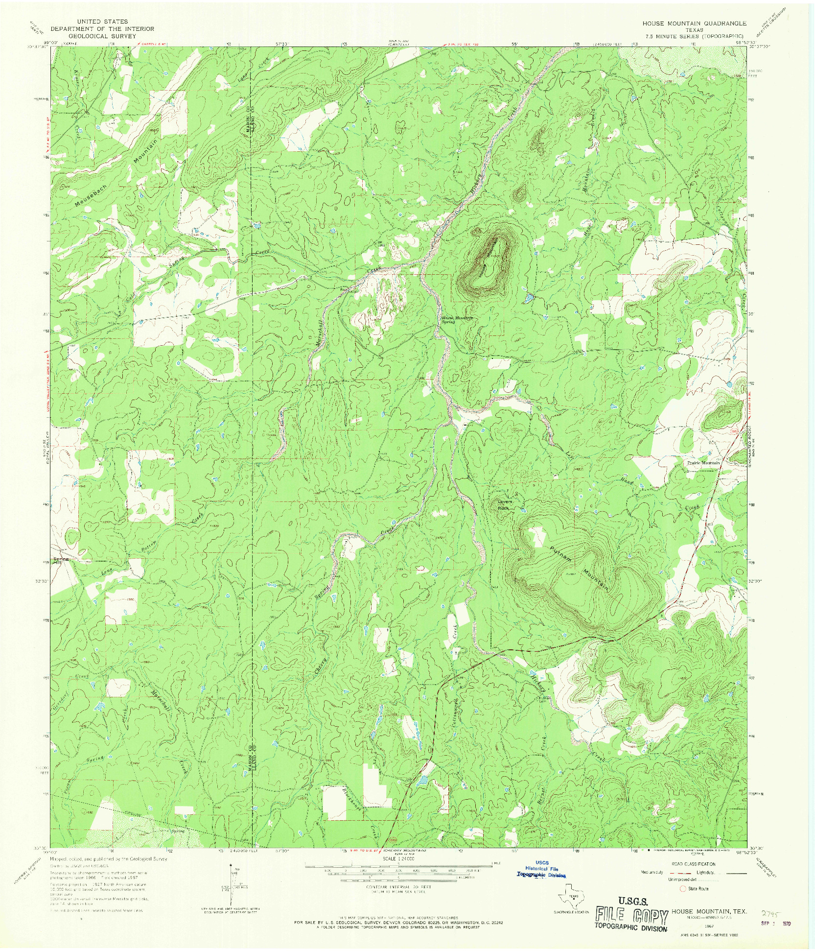 USGS 1:24000-SCALE QUADRANGLE FOR HORSE MOUNTAIN, TX 1967