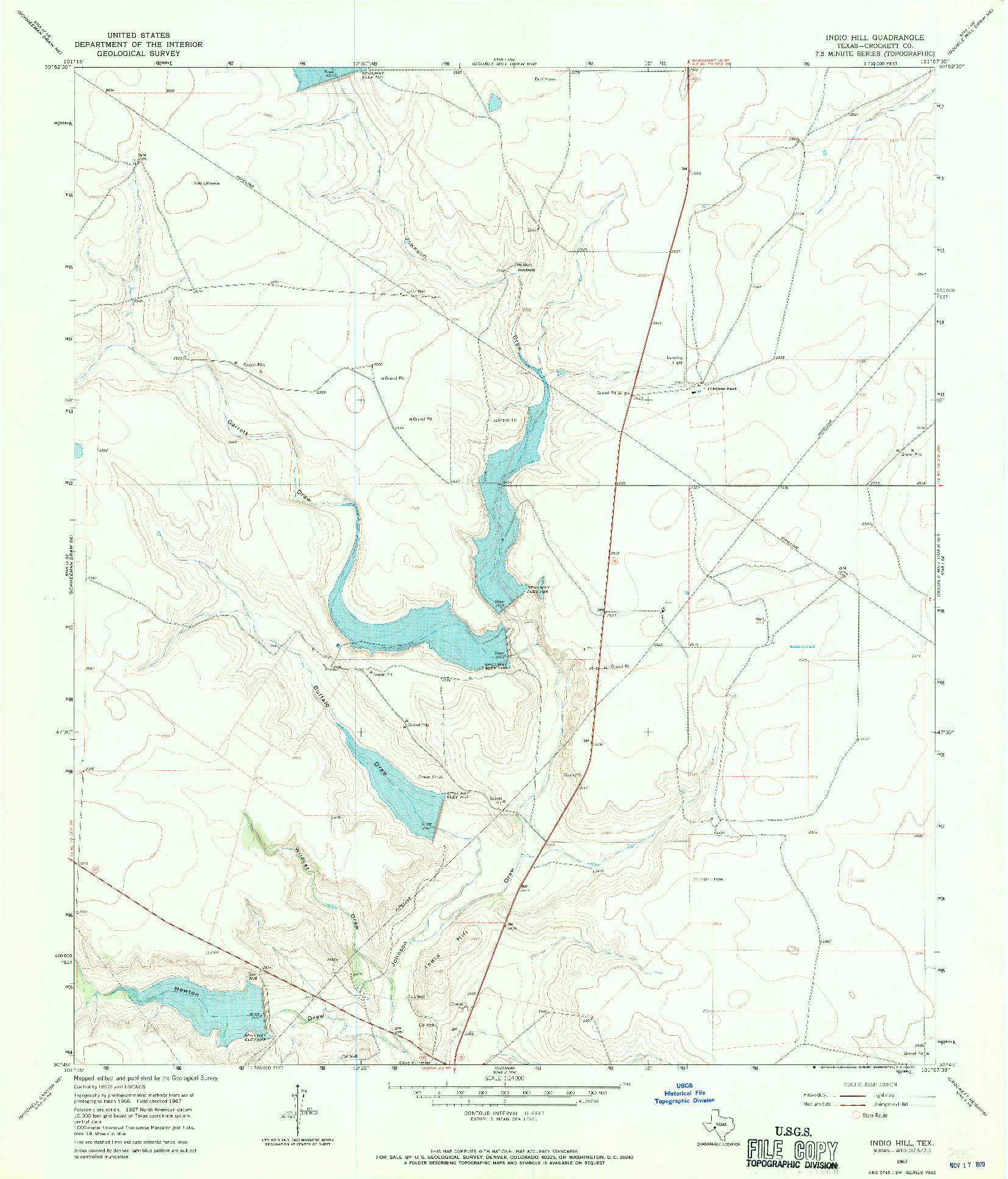 USGS 1:24000-SCALE QUADRANGLE FOR INDIO HILL, TX 1967