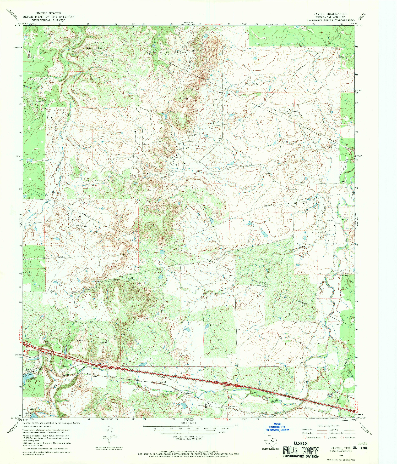 USGS 1:24000-SCALE QUADRANGLE FOR JAYELL, TX 1966