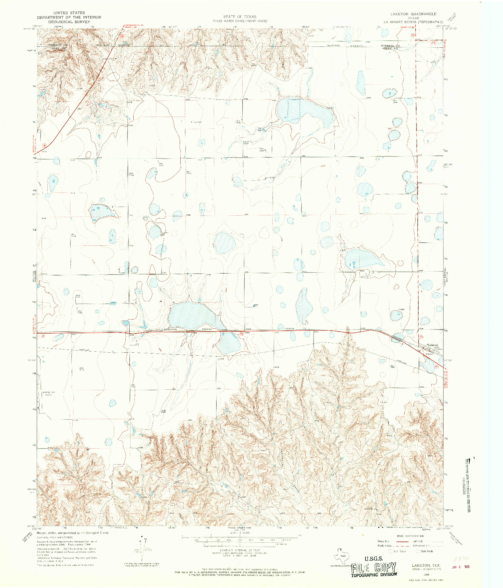 USGS 1:24000-SCALE QUADRANGLE FOR LAKETON, TX 1966