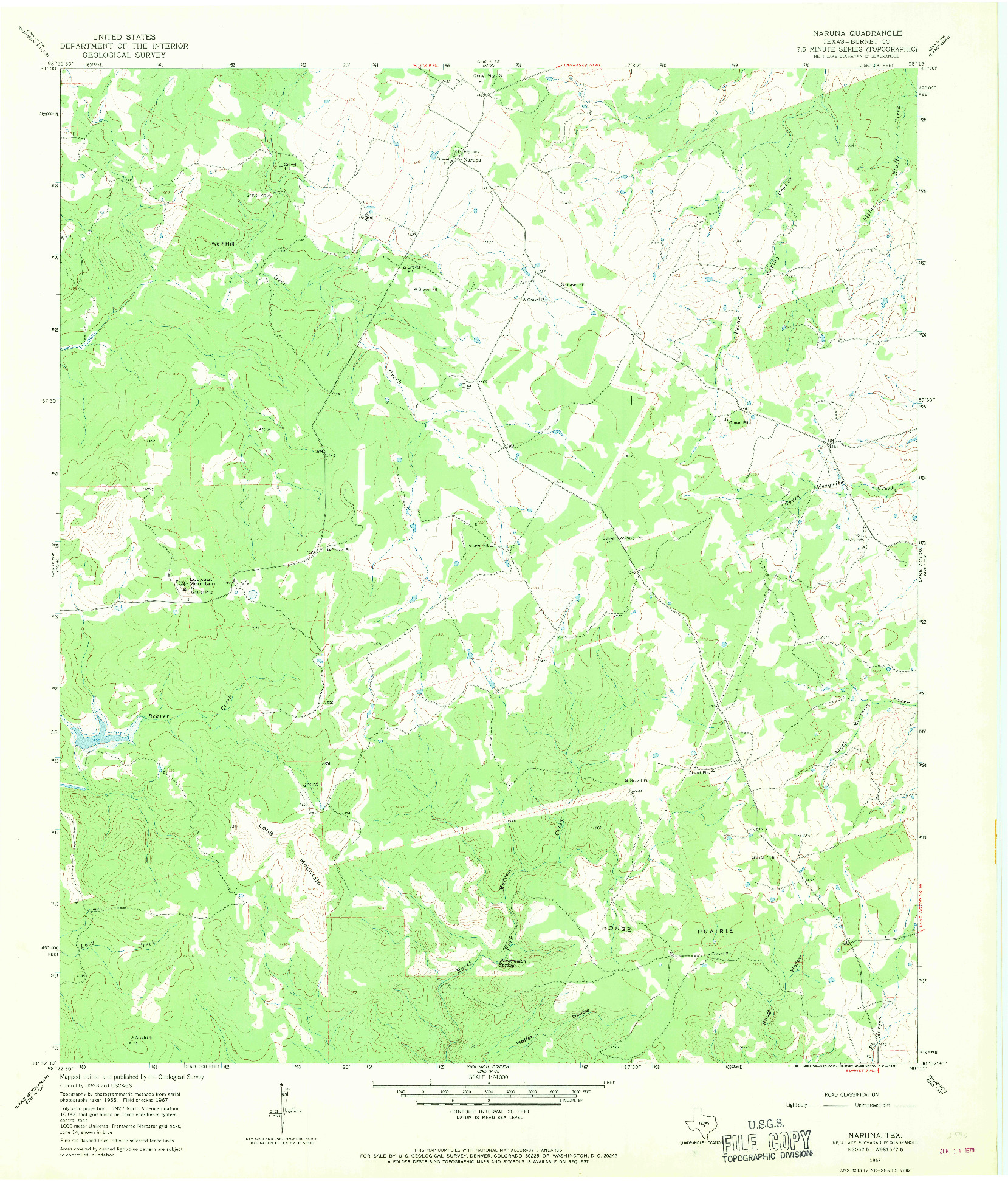 USGS 1:24000-SCALE QUADRANGLE FOR NARUNA, TX 1967