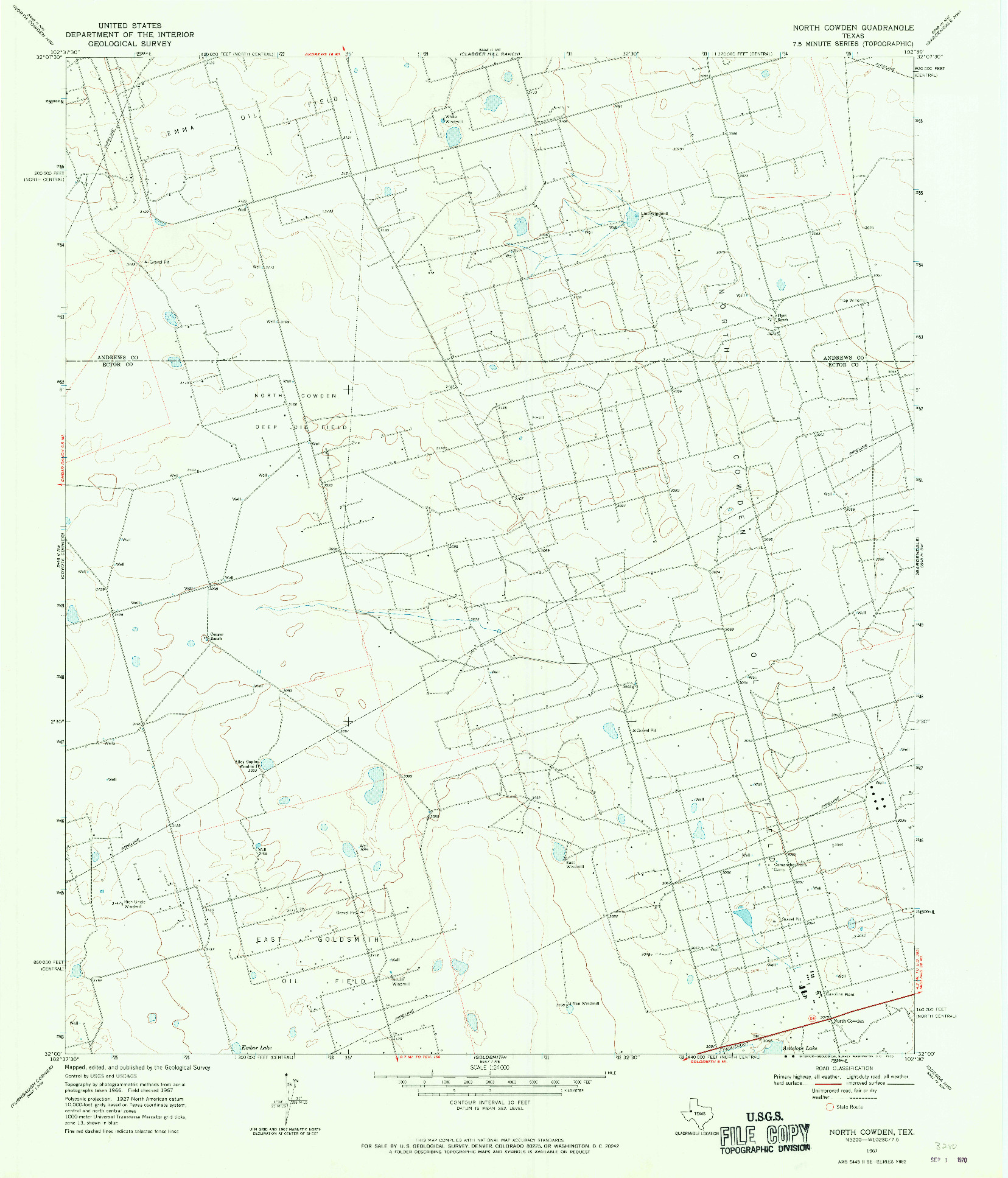 USGS 1:24000-SCALE QUADRANGLE FOR NORTH COWDEN, TX 1967
