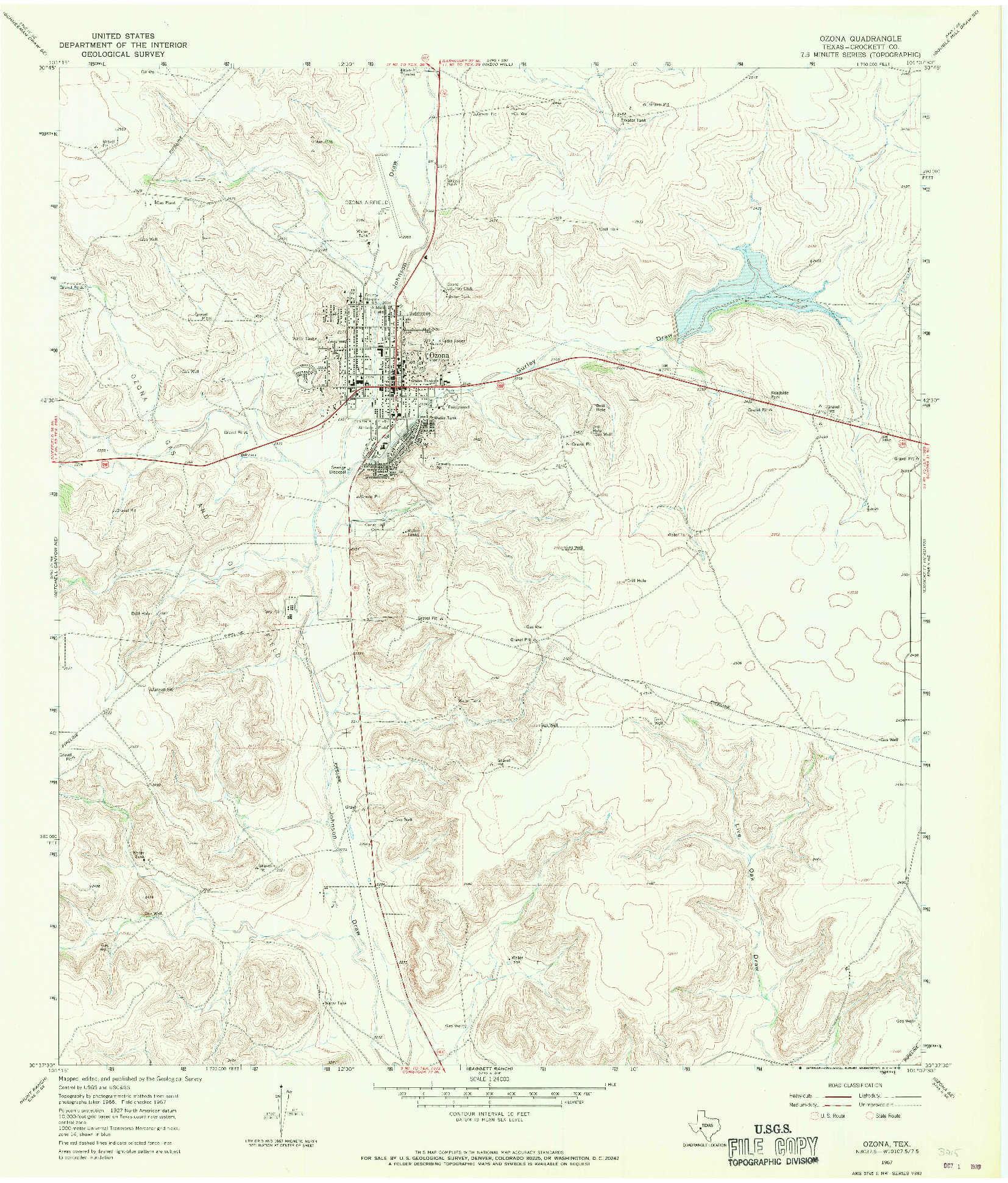 USGS 1:24000-SCALE QUADRANGLE FOR OZONA, TX 1967