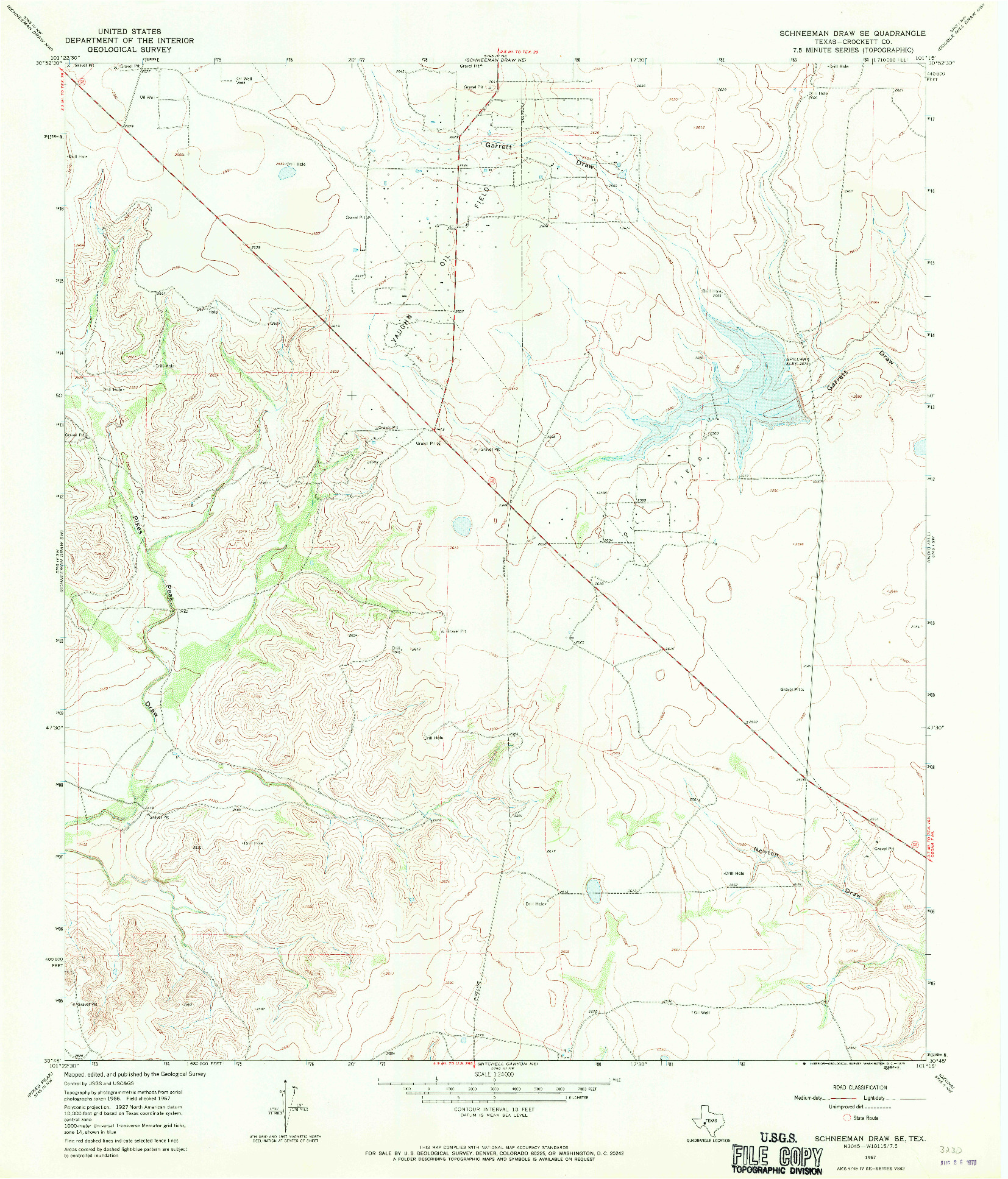 USGS 1:24000-SCALE QUADRANGLE FOR SCHNEEMAN DRAW SE, TX 1967