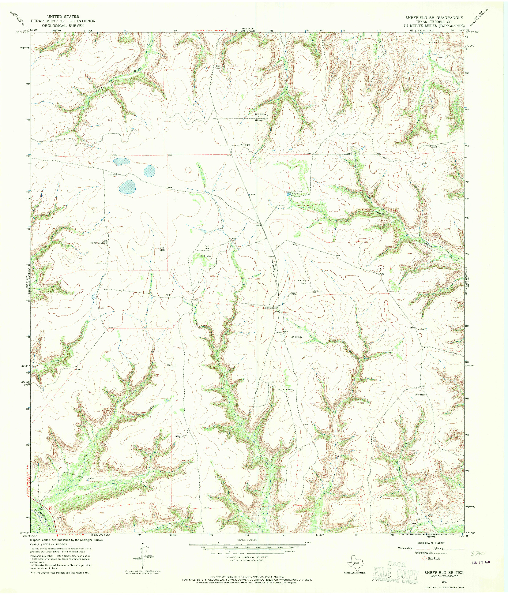 USGS 1:24000-SCALE QUADRANGLE FOR SHEFFIELD SE, TX 1967