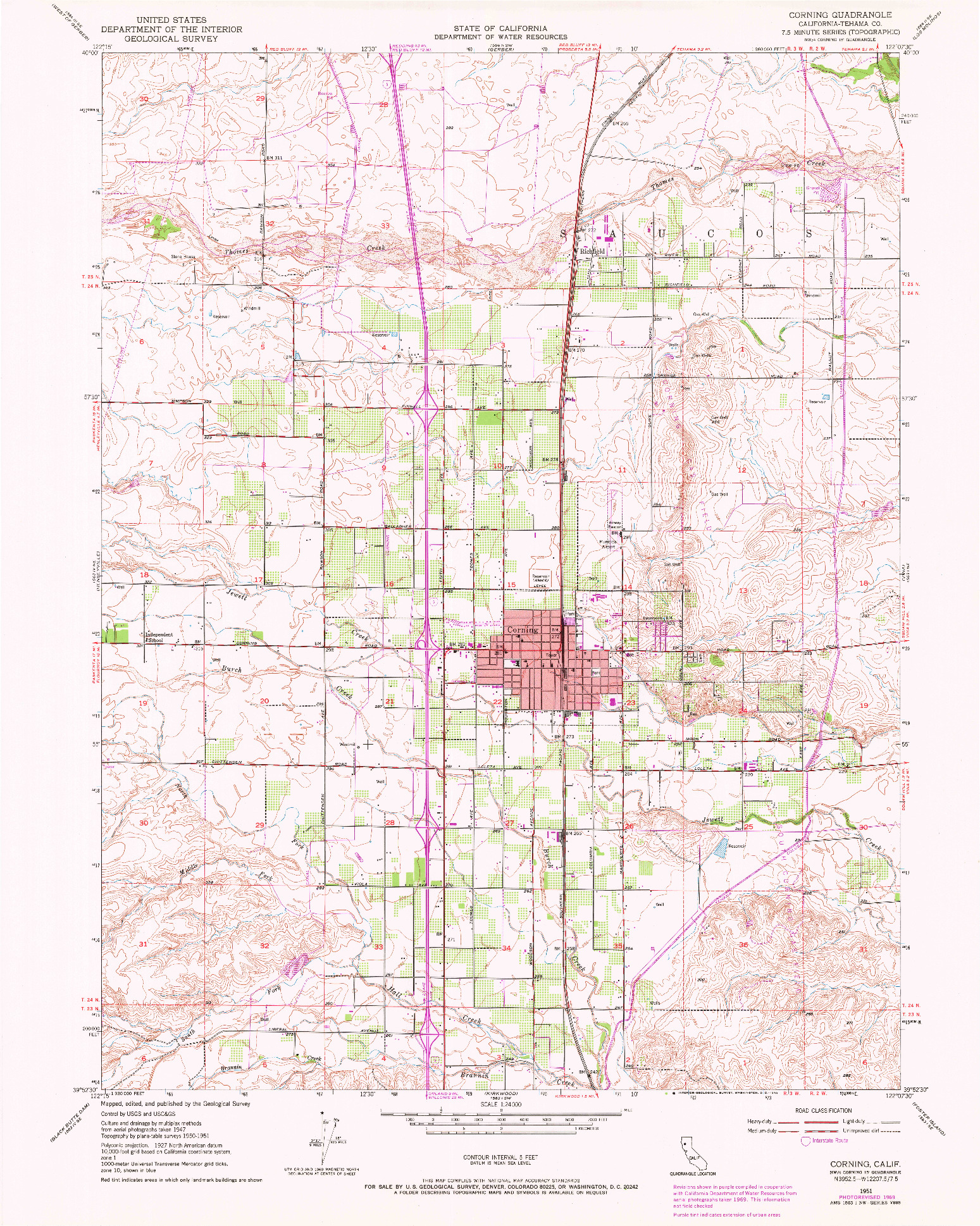 USGS 1:24000-SCALE QUADRANGLE FOR CORNING, CA 1951