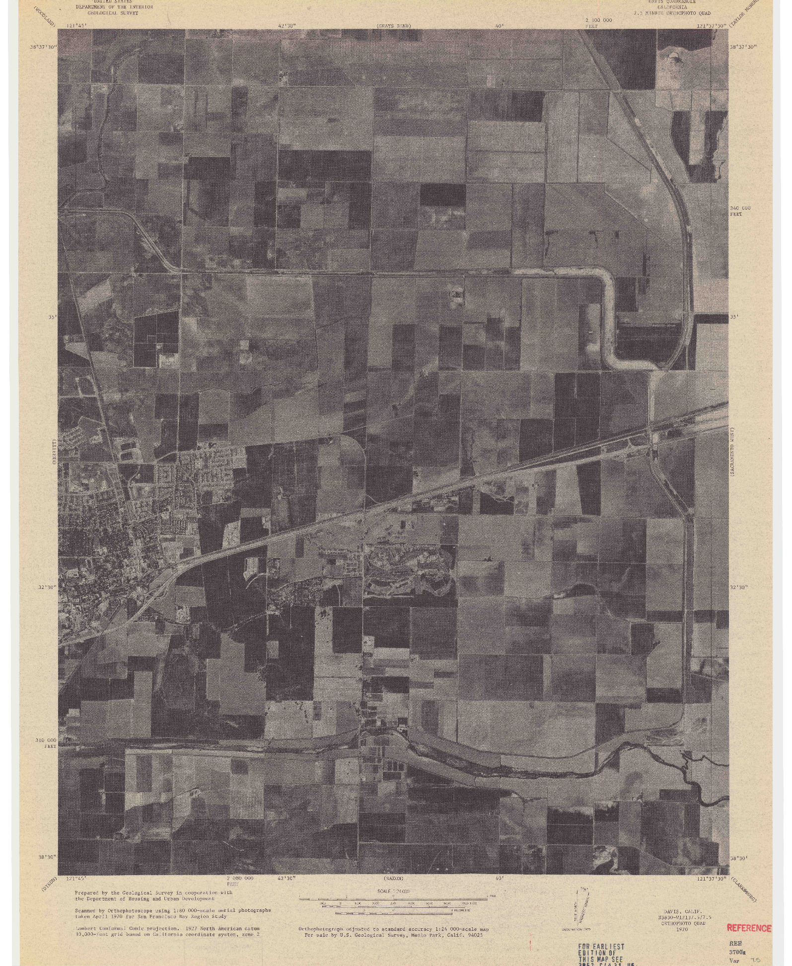 USGS 1:24000-SCALE QUADRANGLE FOR DAVIS, CA 1970