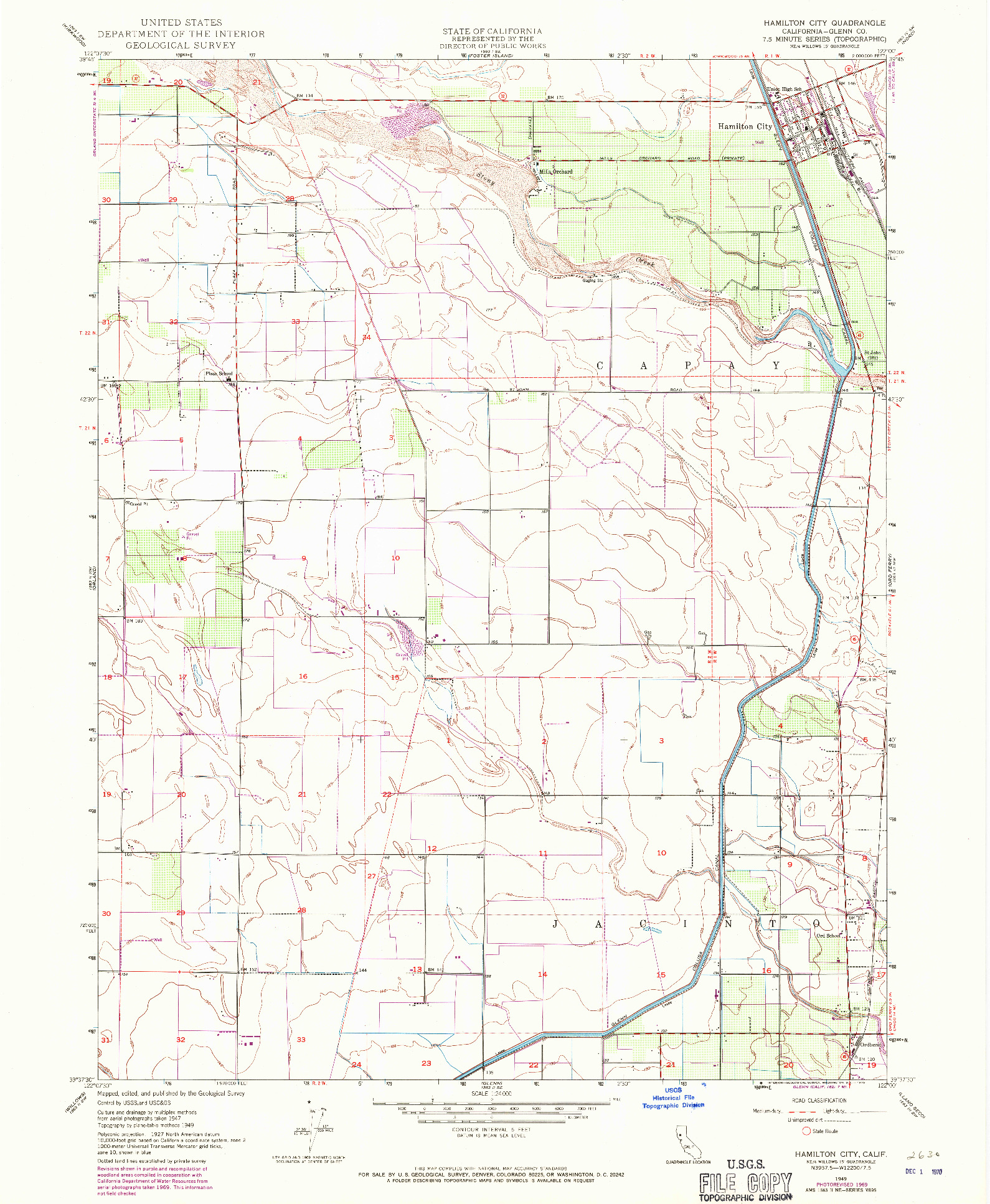 USGS 1:24000-SCALE QUADRANGLE FOR HAMILTON CITY, CA 1949