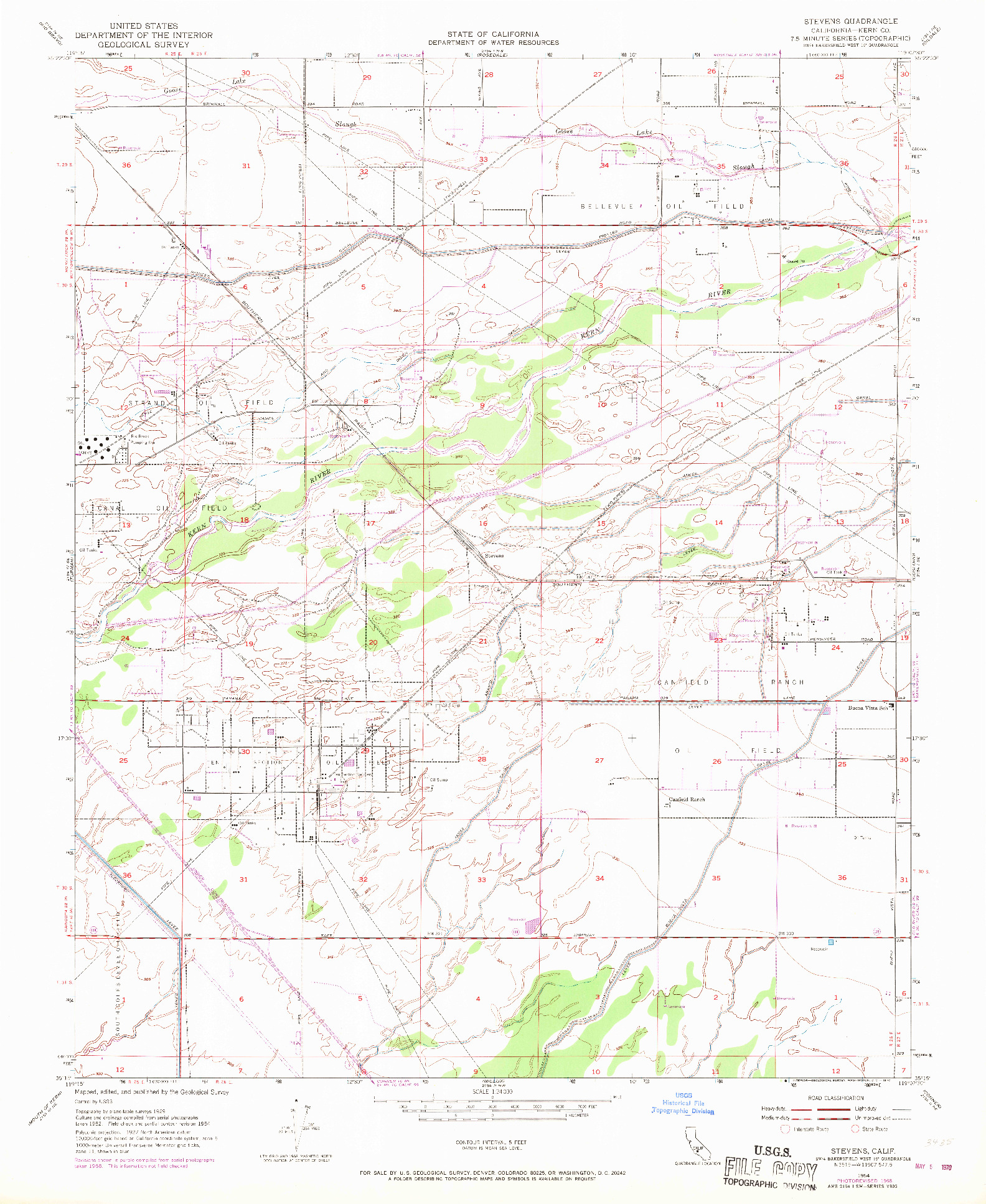 USGS 1:24000-SCALE QUADRANGLE FOR STEVENS, CA 1954