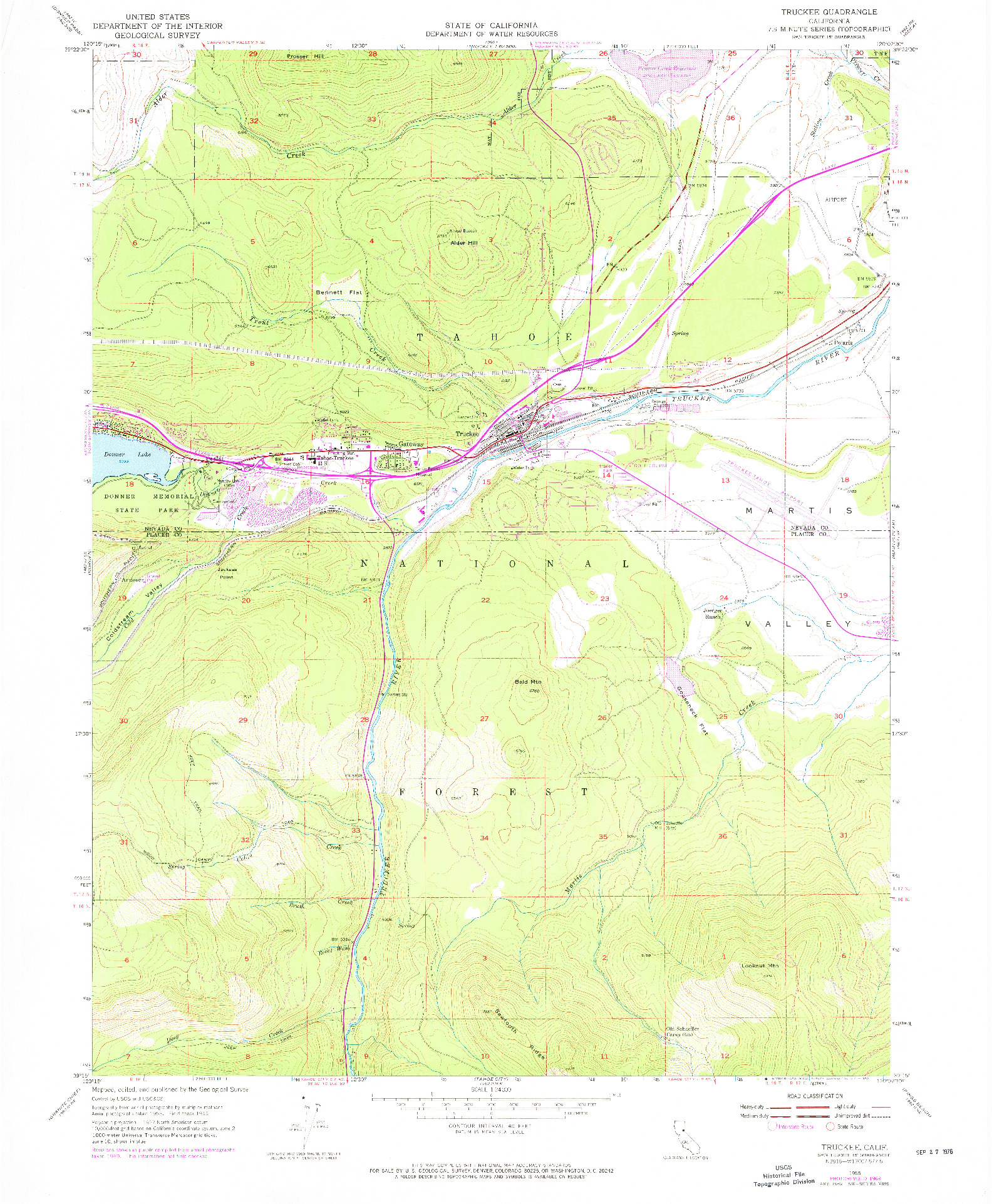 USGS 1:24000-SCALE QUADRANGLE FOR TRUCKEE, CA 1955