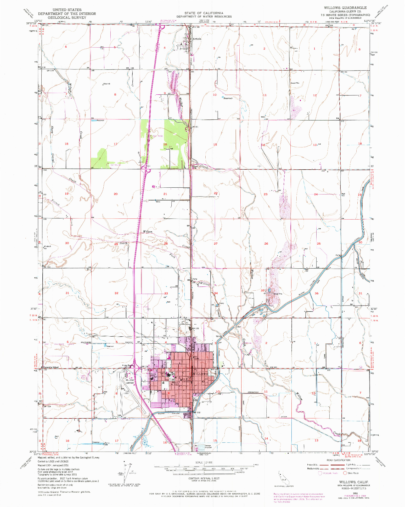 USGS 1:24000-SCALE QUADRANGLE FOR WILLOWS, CA 1951