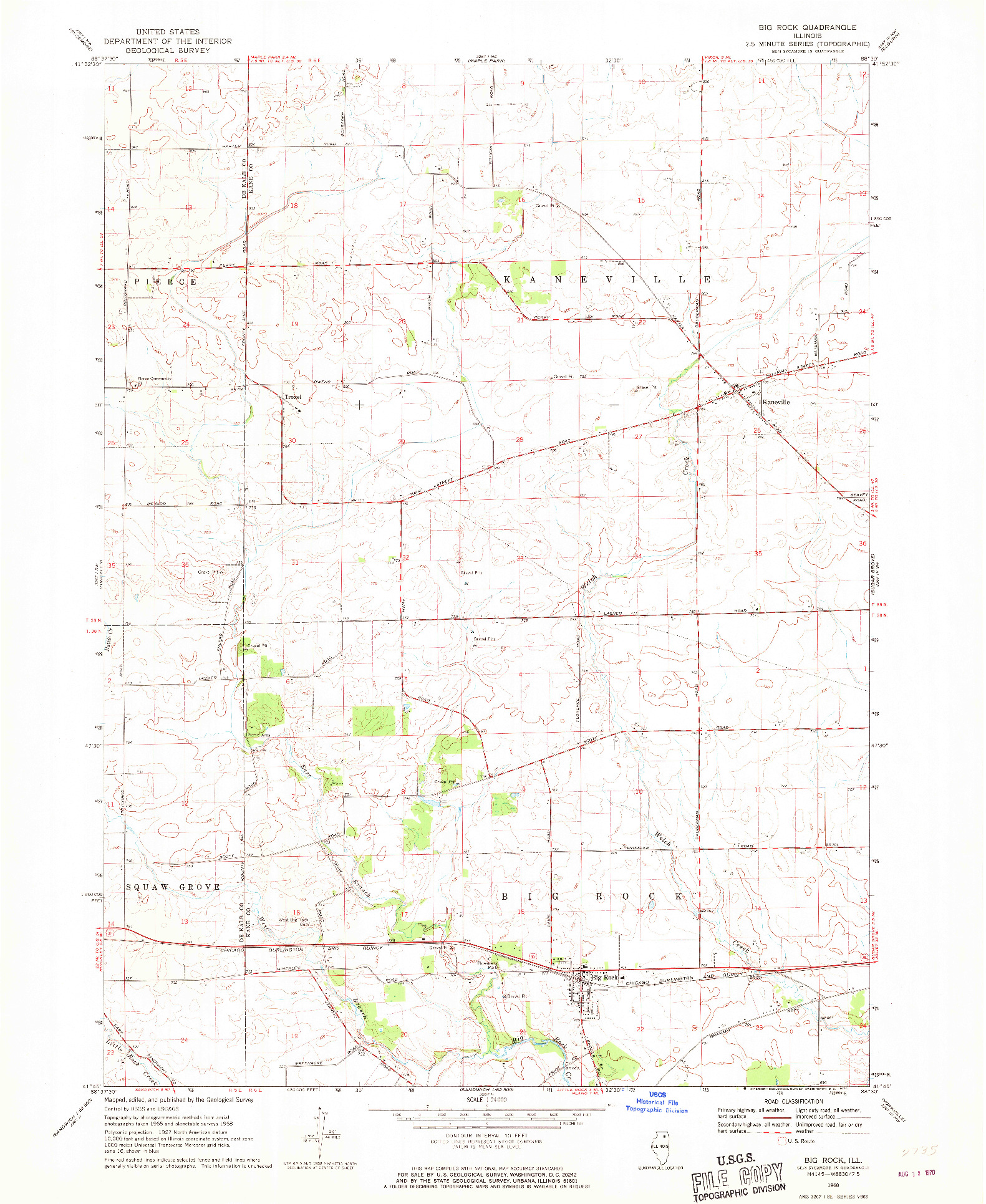 USGS 1:24000-SCALE QUADRANGLE FOR BIG ROCK, IL 1968