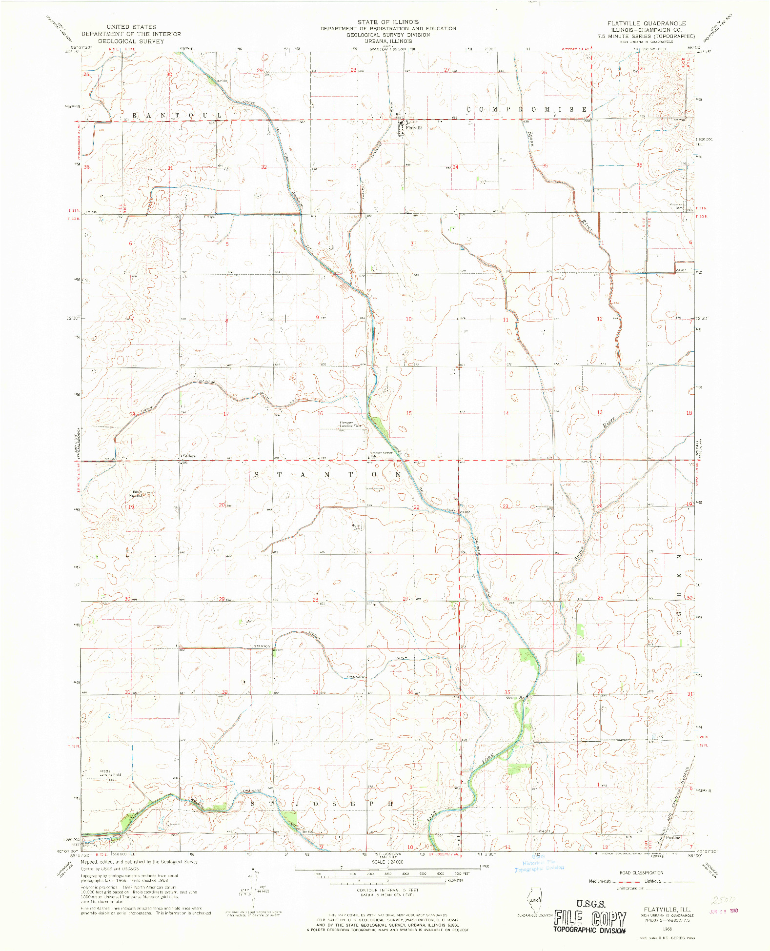 USGS 1:24000-SCALE QUADRANGLE FOR FLATVILLE, IL 1968