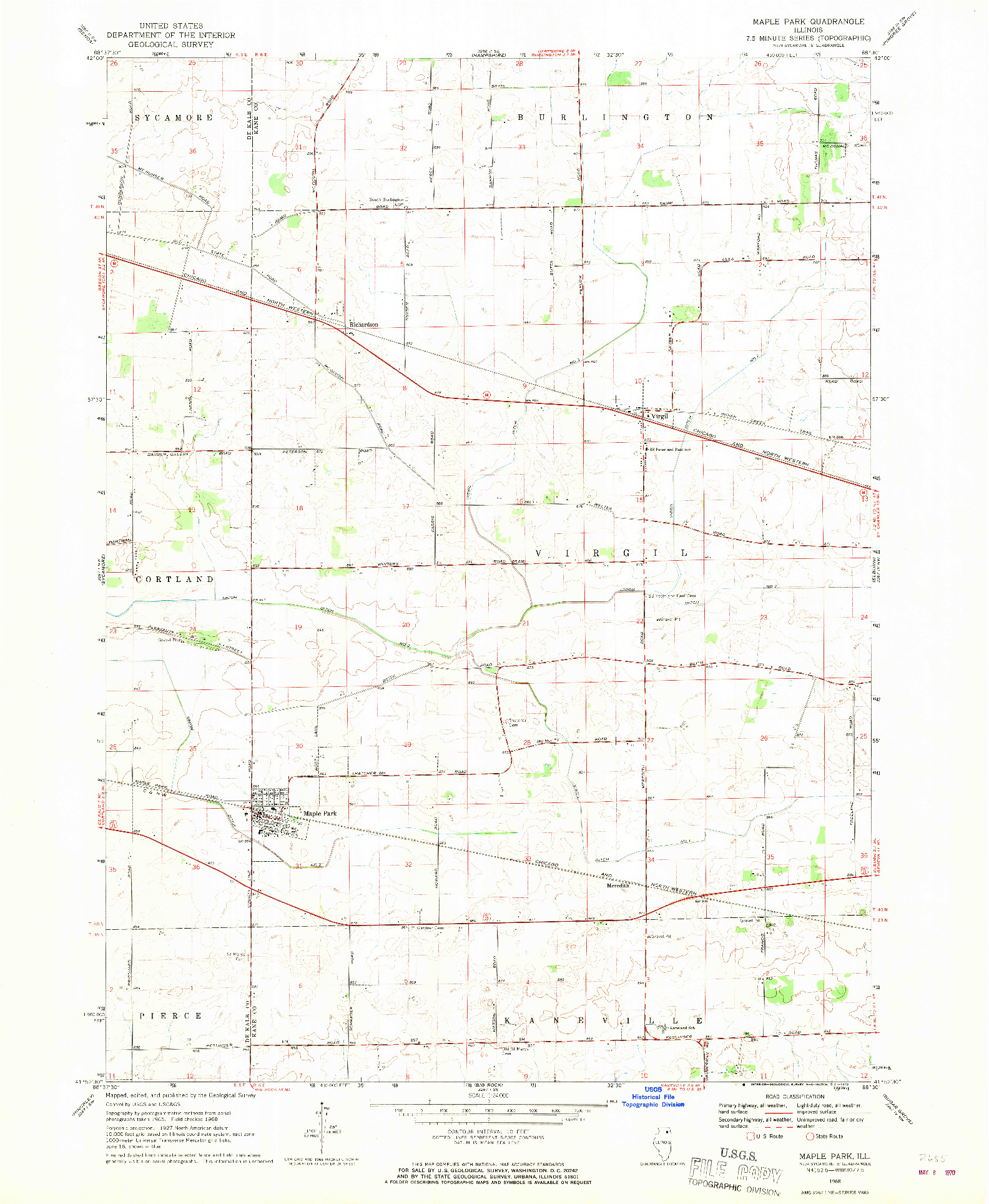 USGS 1:24000-SCALE QUADRANGLE FOR MAPLE PARK, IL 1968