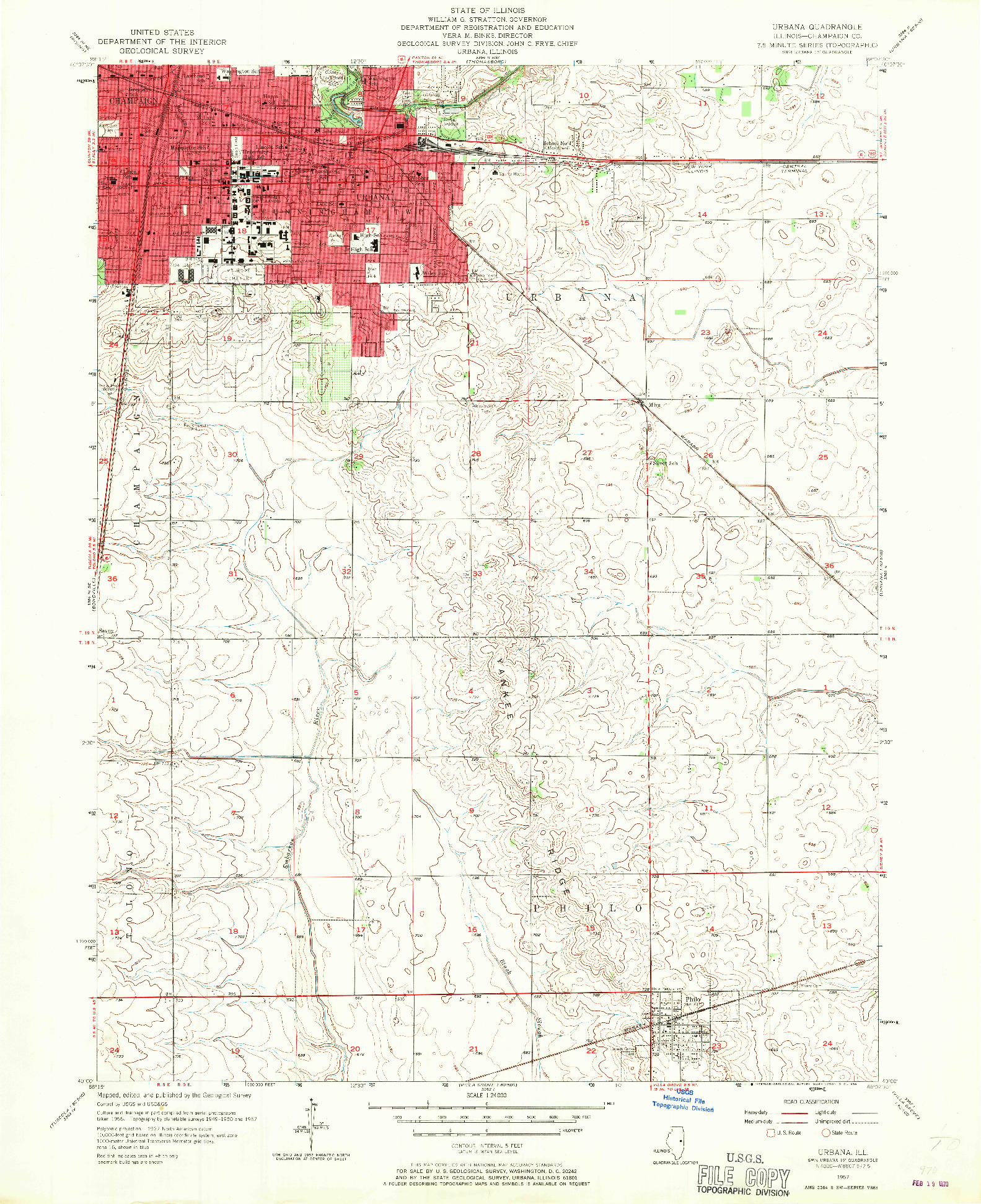 USGS 1:24000-SCALE QUADRANGLE FOR URBANA, IL 1957