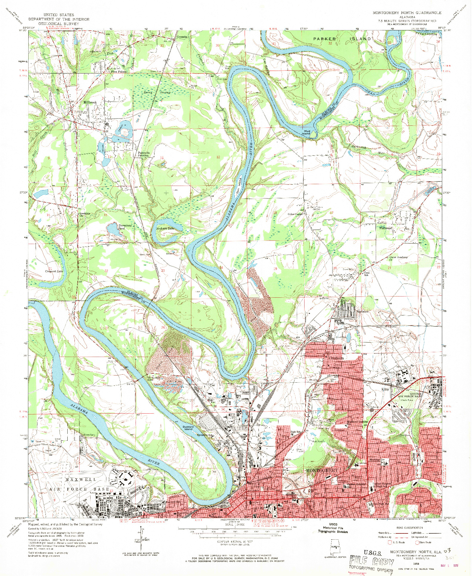 USGS 1:24000-SCALE QUADRANGLE FOR MONTGOMERY NORTH, AL 1958