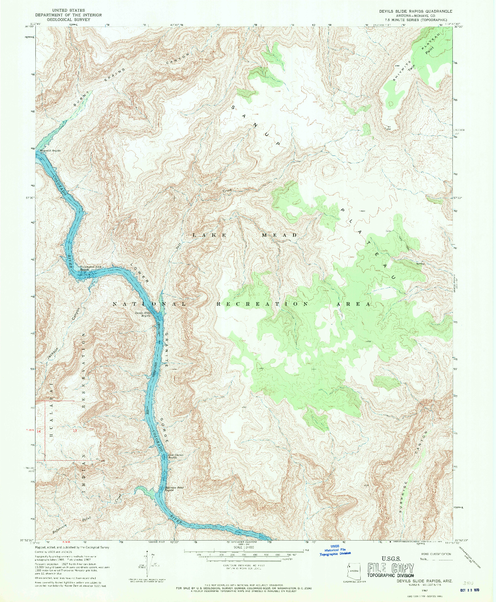 USGS 1:24000-SCALE QUADRANGLE FOR DEVILS SLIDE RAPIDS, AZ 1967