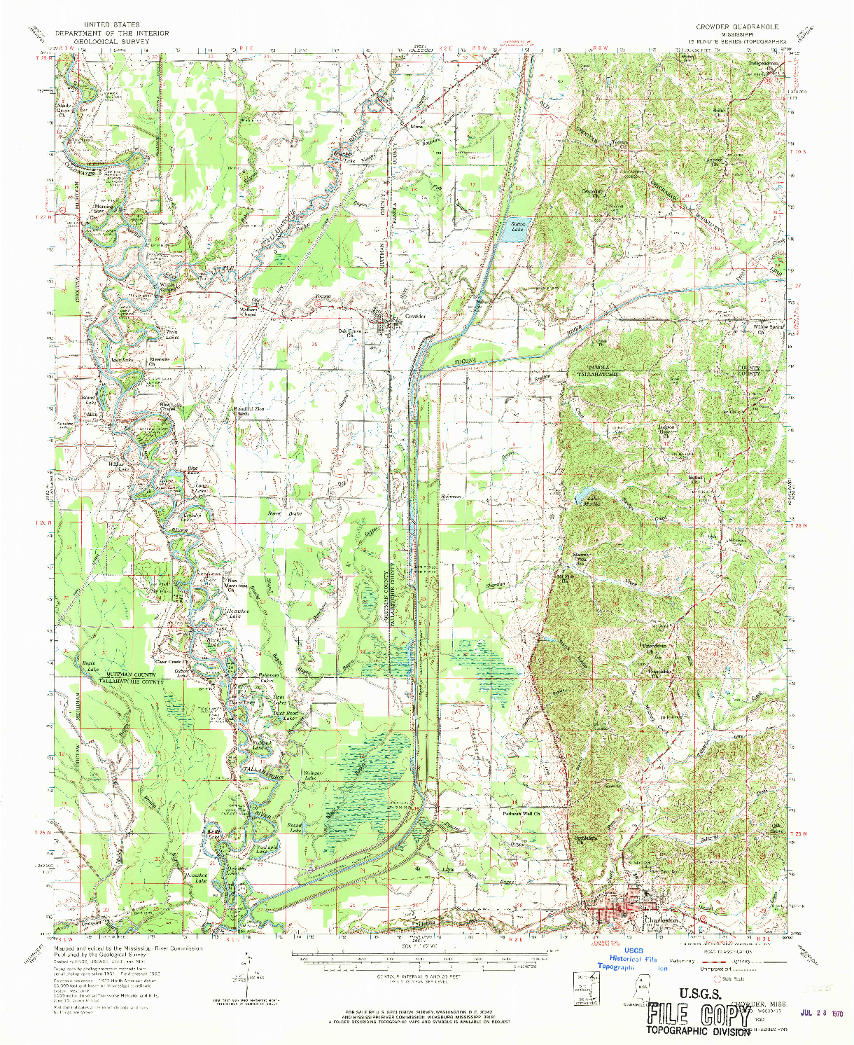 USGS 1:62500-SCALE QUADRANGLE FOR CROWDER, MS 1962