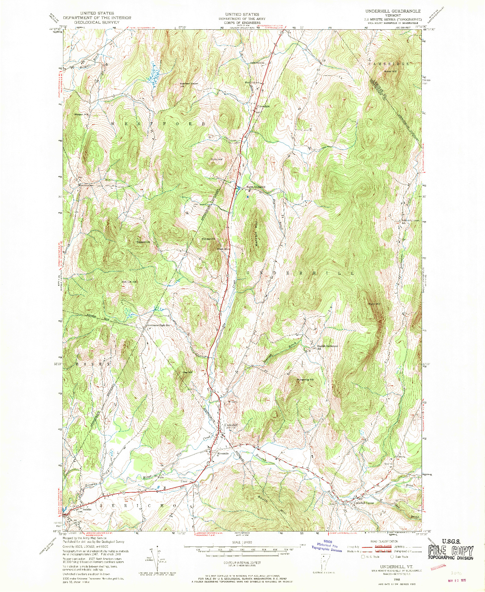 USGS 1:24000-SCALE QUADRANGLE FOR UNDERHILL, VT 1948