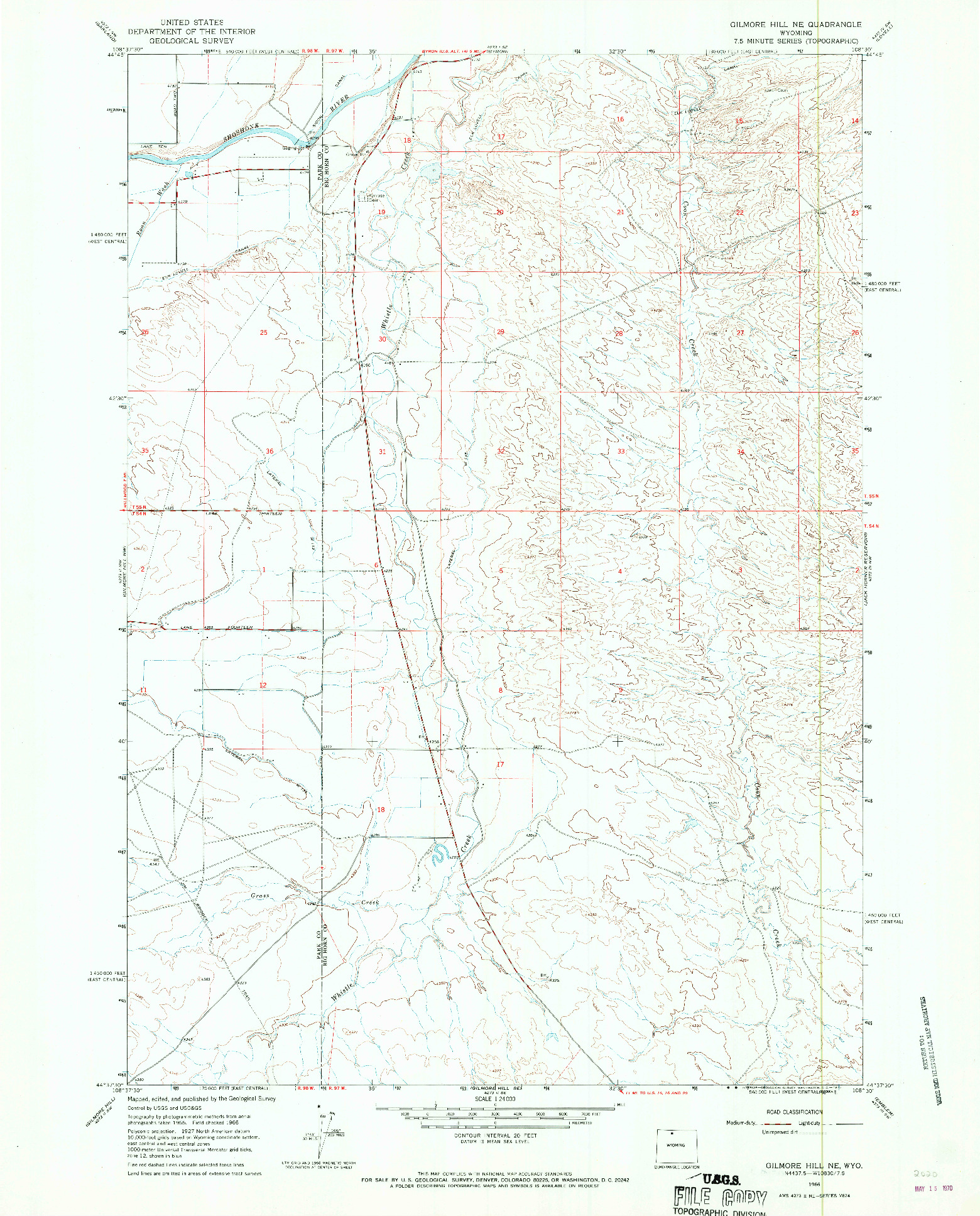 USGS 1:24000-SCALE QUADRANGLE FOR GILMORE HILL NE, WY 1966