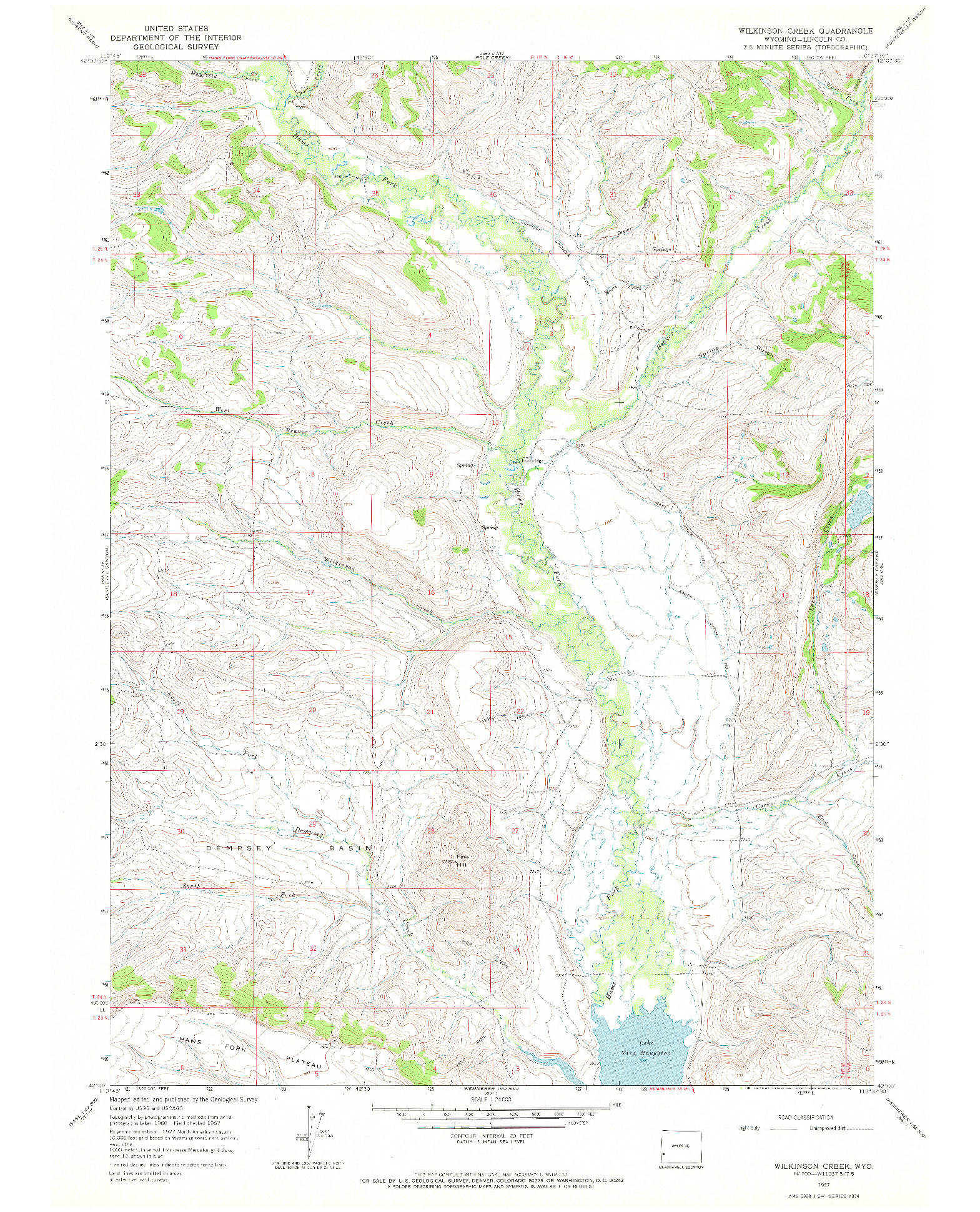 USGS 1:24000-SCALE QUADRANGLE FOR WILKINSON CREEK, WY 1967