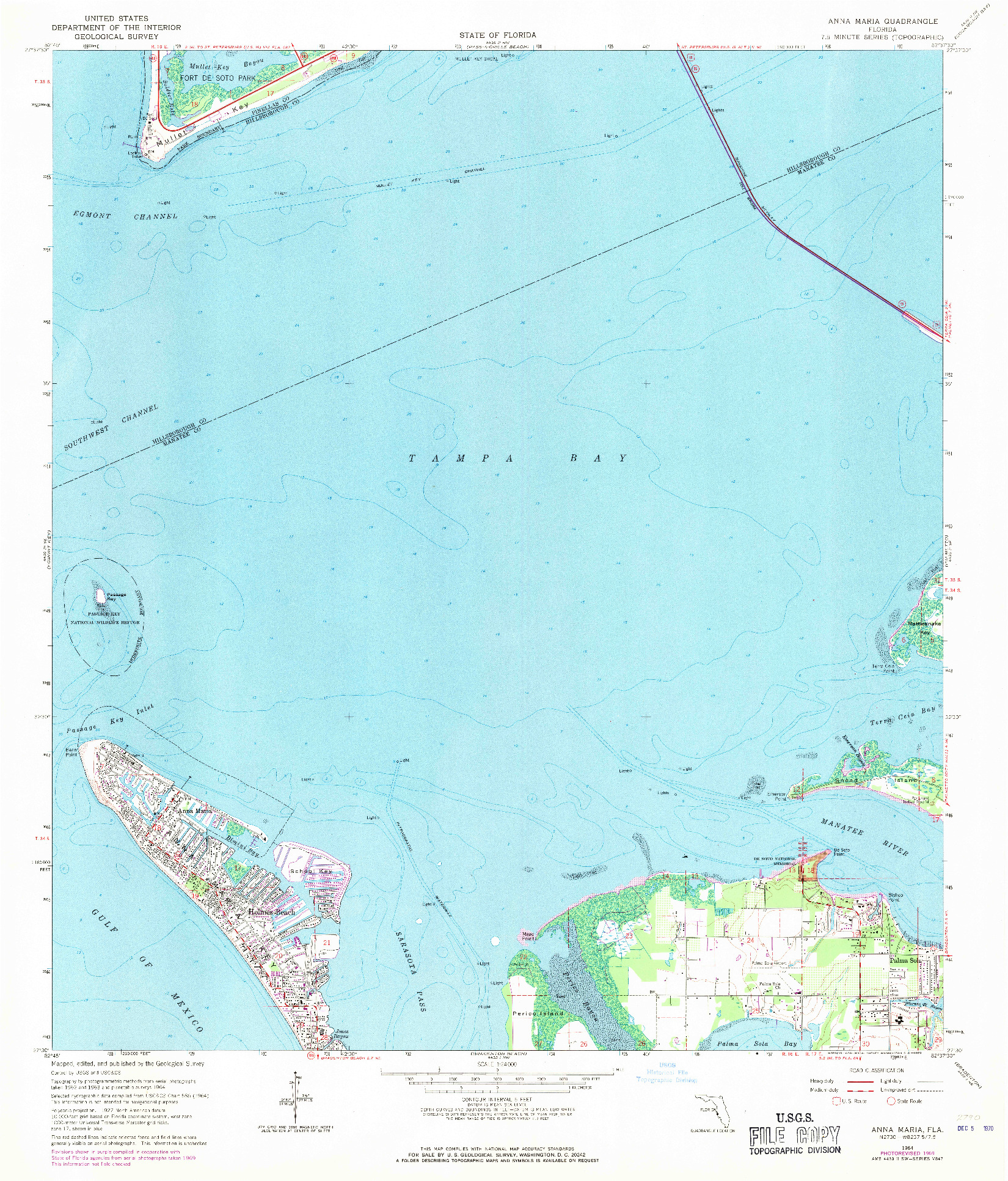 USGS 1:24000-SCALE QUADRANGLE FOR ANNA MARIA, FL 1964