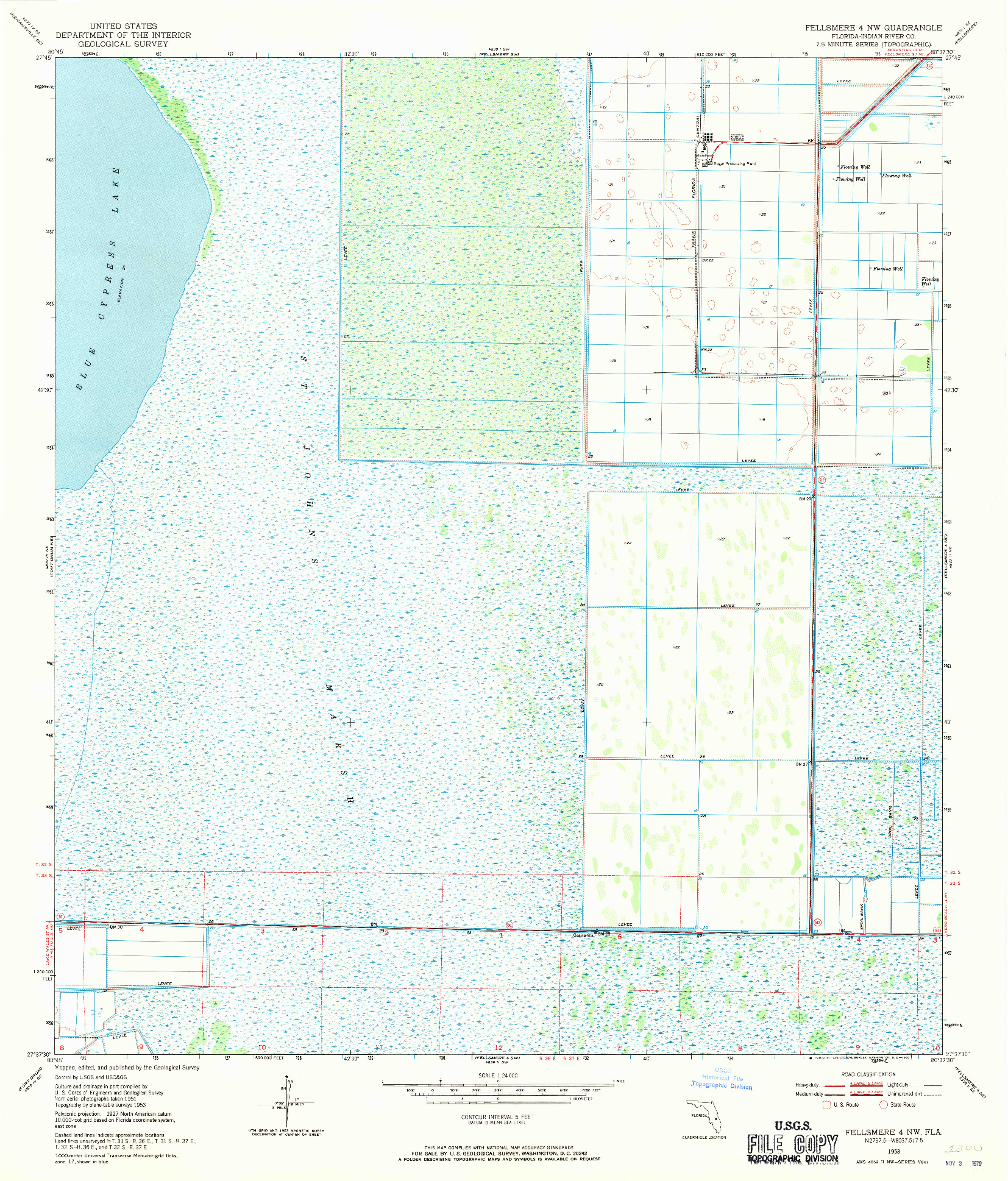 USGS 1:24000-SCALE QUADRANGLE FOR FELLSMERE 4 NW, FL 1953