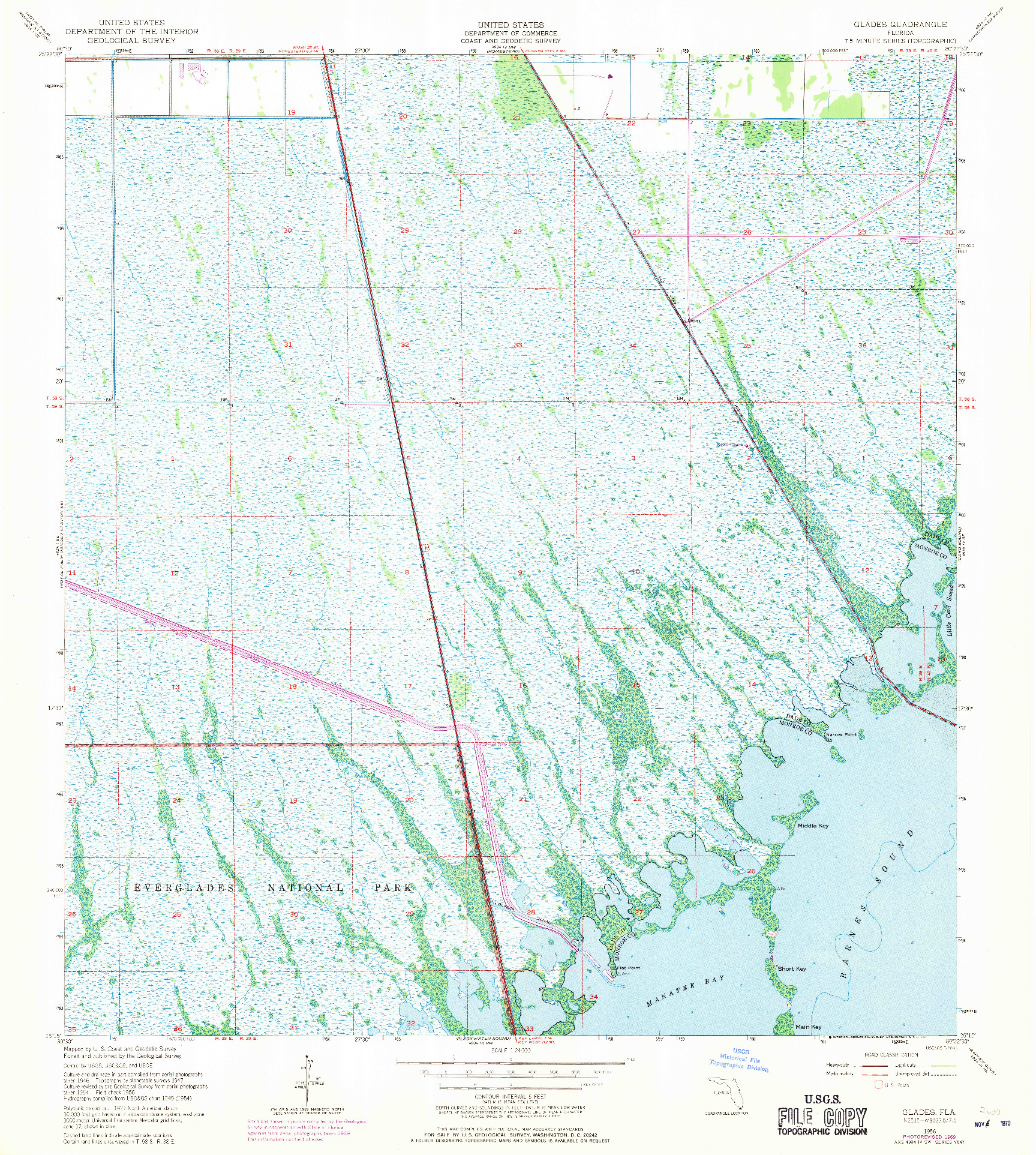 USGS 1:24000-SCALE QUADRANGLE FOR GLADES, FL 1956