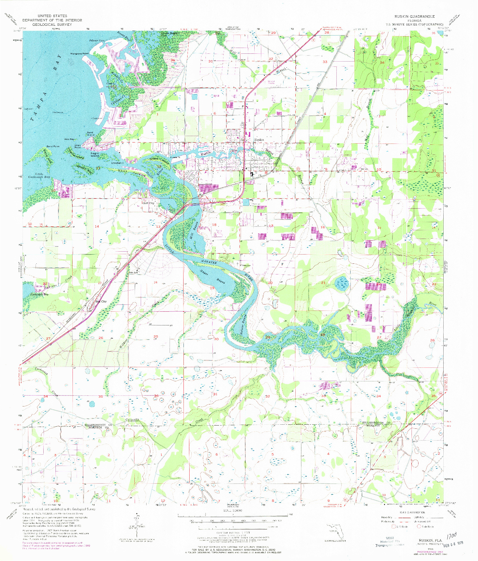 USGS 1:24000-SCALE QUADRANGLE FOR RUSKIN, FL 1956