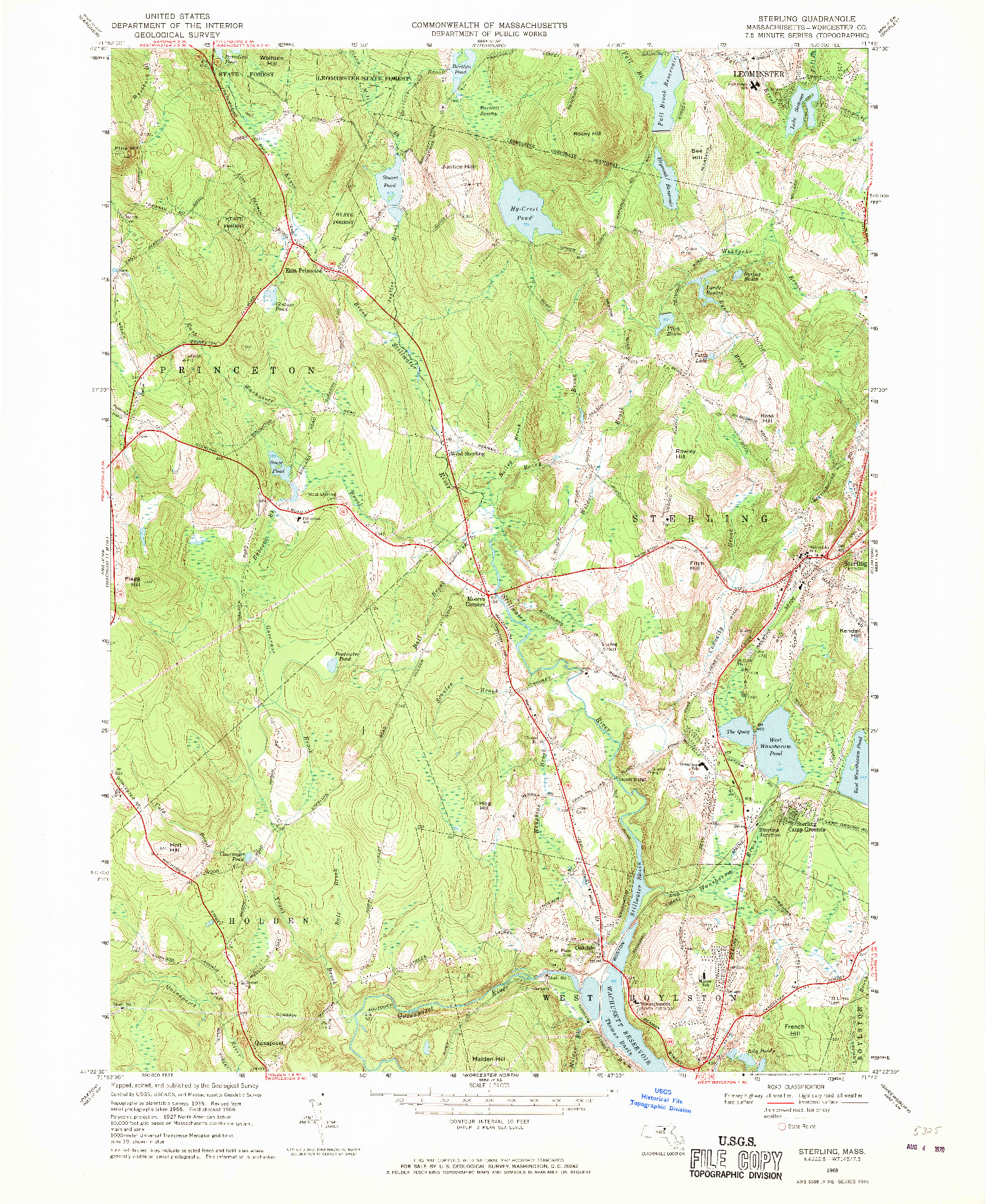 USGS 1:24000-SCALE QUADRANGLE FOR STERLING, MA 1968