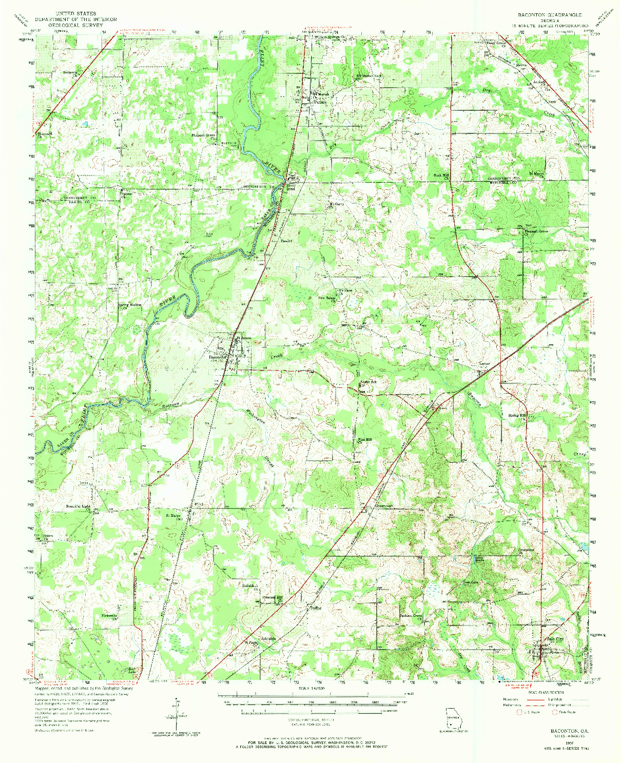 USGS 1:62500-SCALE QUADRANGLE FOR BACONTON, GA 1956