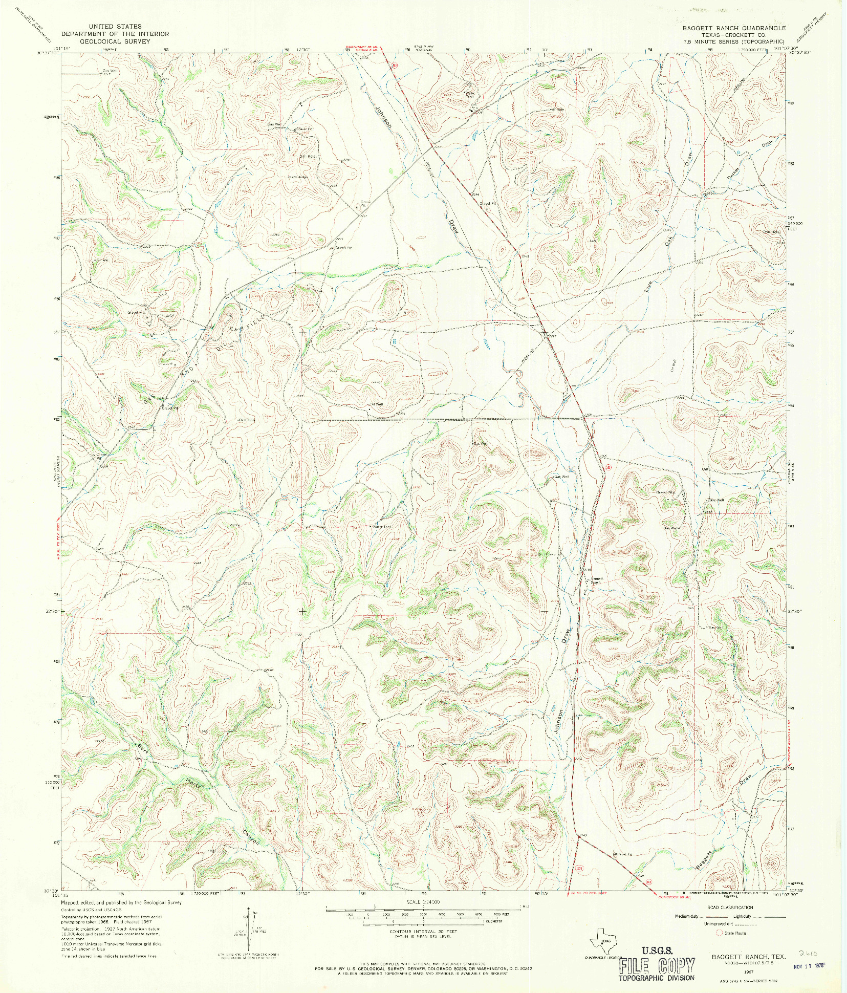 USGS 1:24000-SCALE QUADRANGLE FOR BAGGETT RANCH, TX 1967