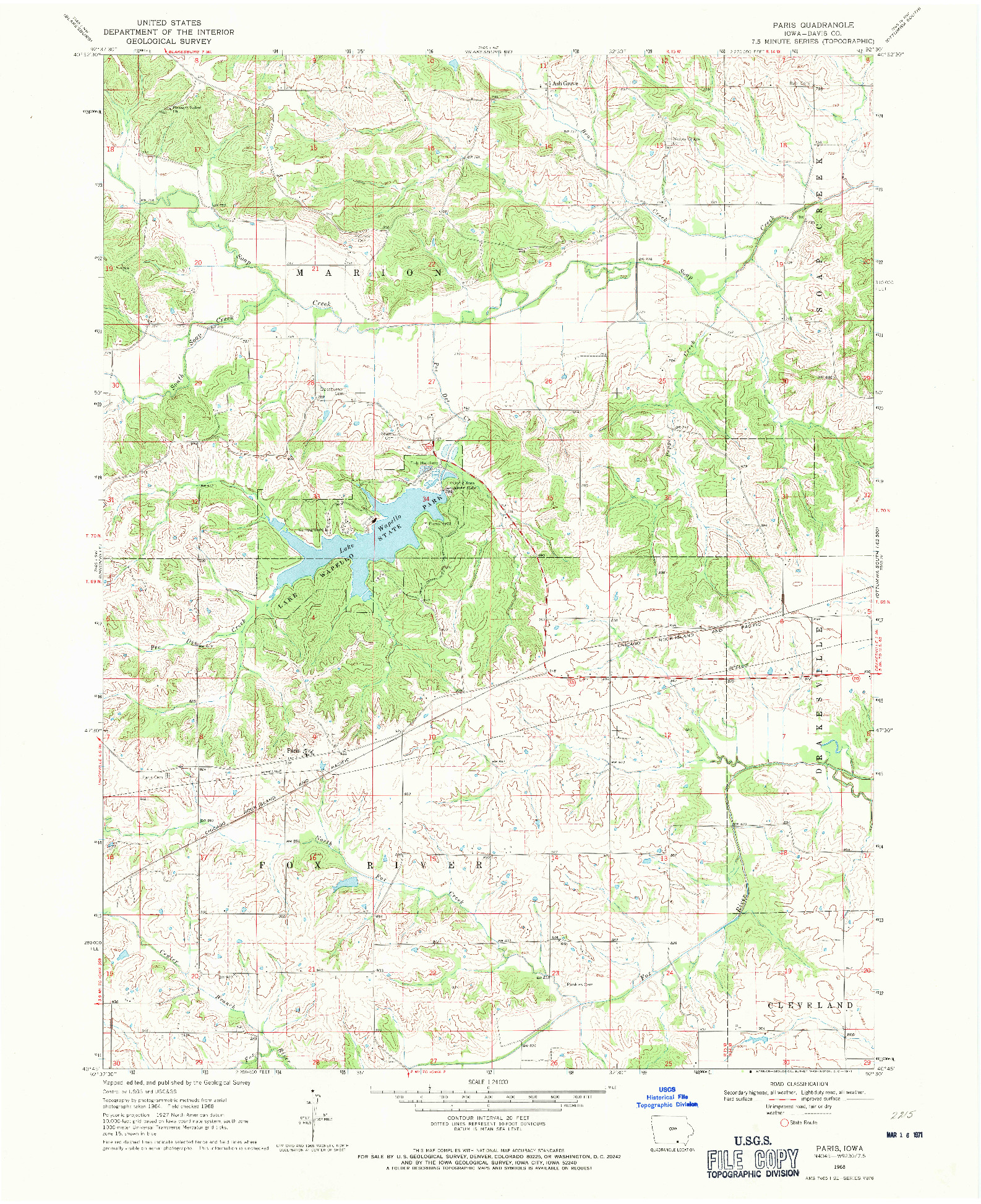 USGS 1:24000-SCALE QUADRANGLE FOR PARIS, IA 1968