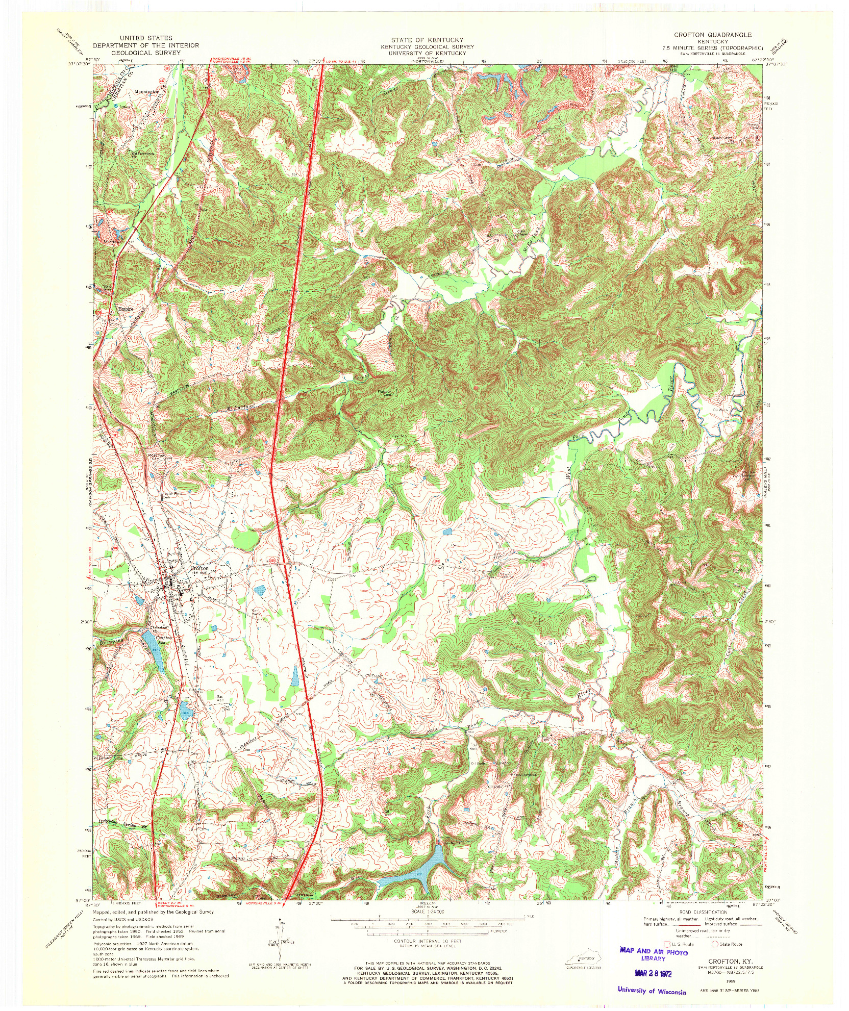 USGS 1:24000-SCALE QUADRANGLE FOR CROFTON, KY 1969