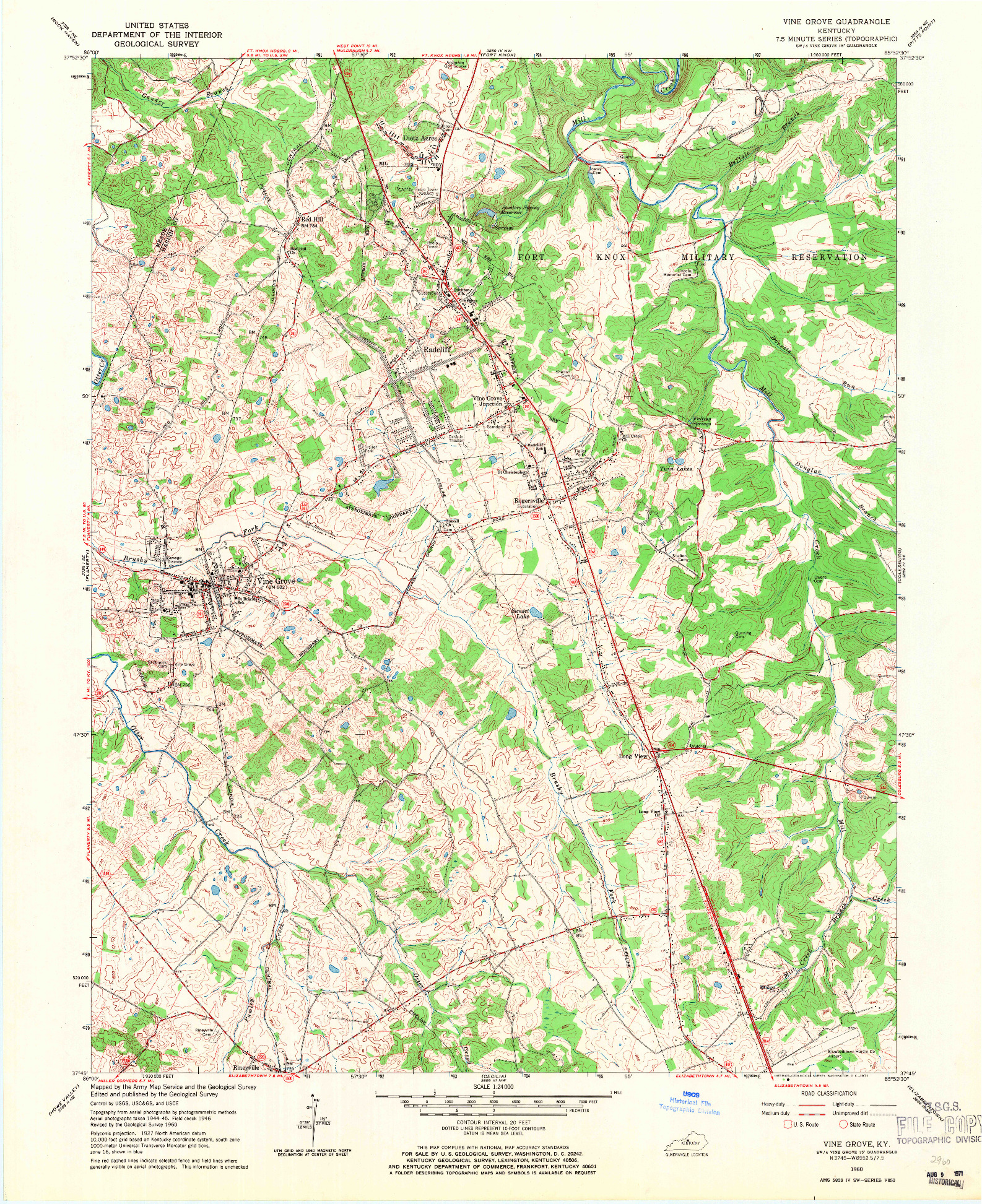 USGS 1:24000-SCALE QUADRANGLE FOR VINE GROVE, KY 1960