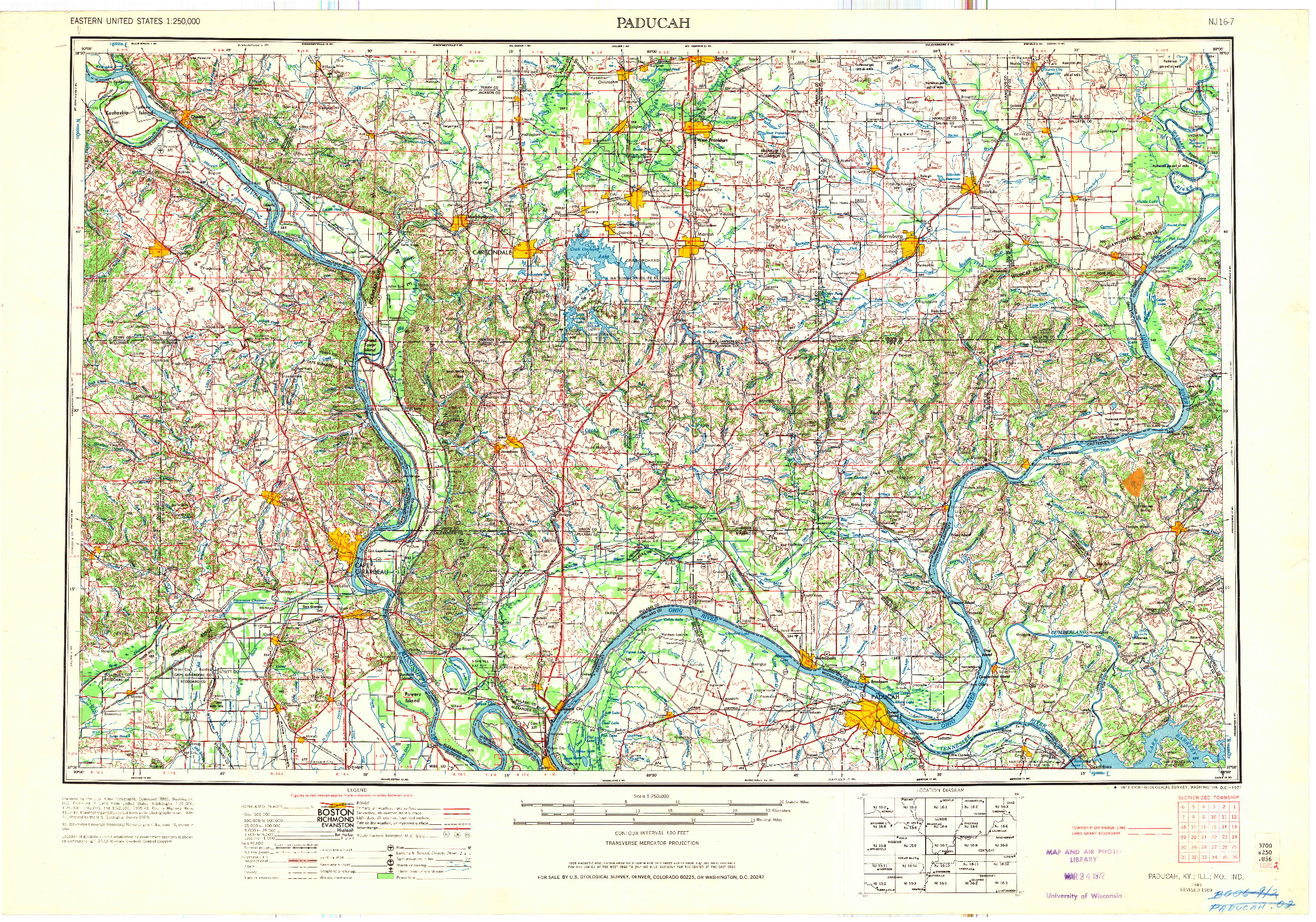 USGS 1:250000-SCALE QUADRANGLE FOR PADUCAH, KY 1949