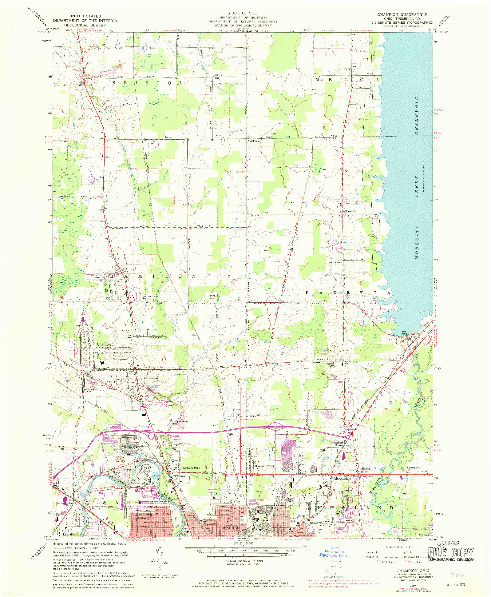 USGS 1:24000-SCALE QUADRANGLE FOR CHAMPION, OH 1960