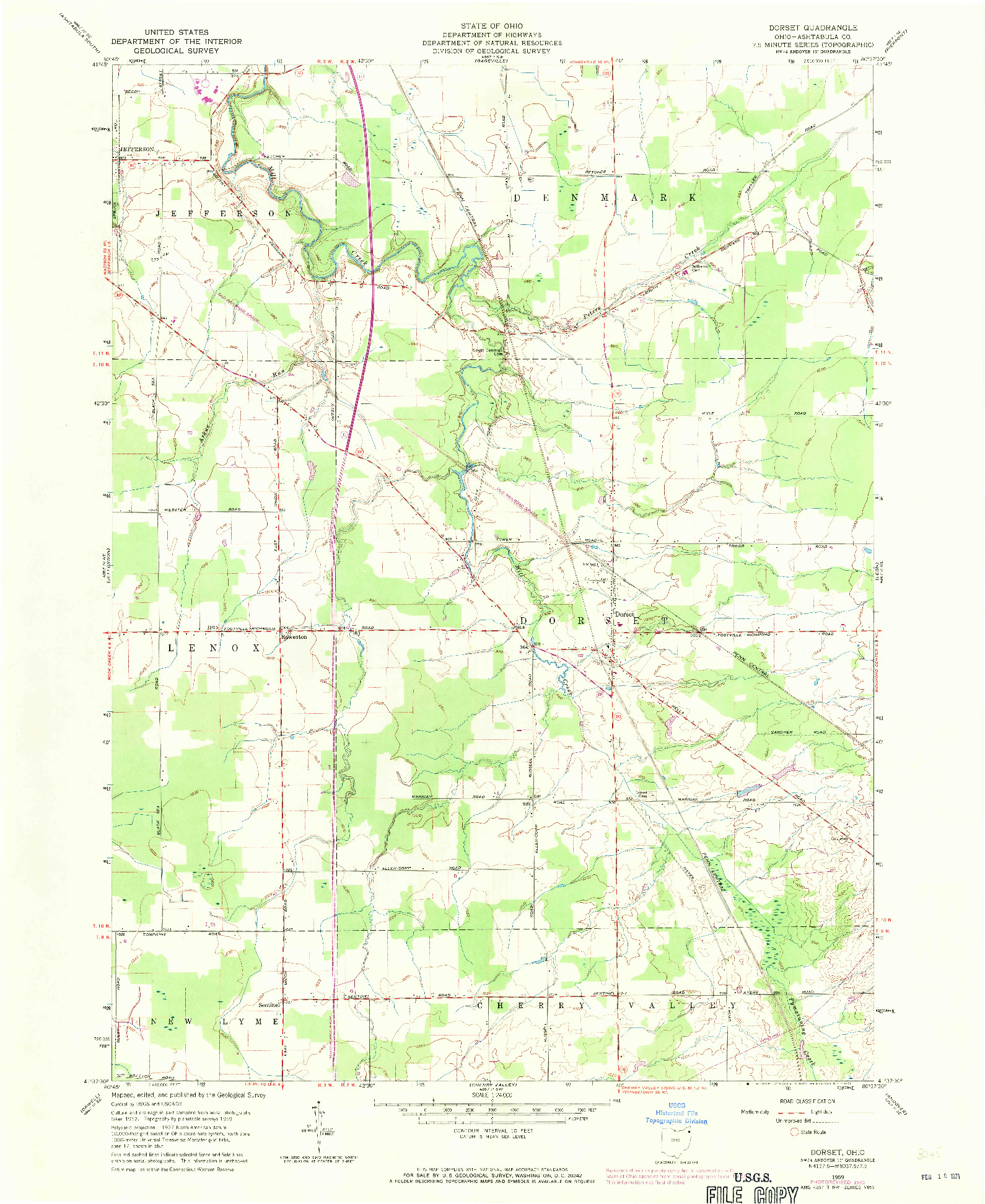 USGS 1:24000-SCALE QUADRANGLE FOR DORSET, OH 1959