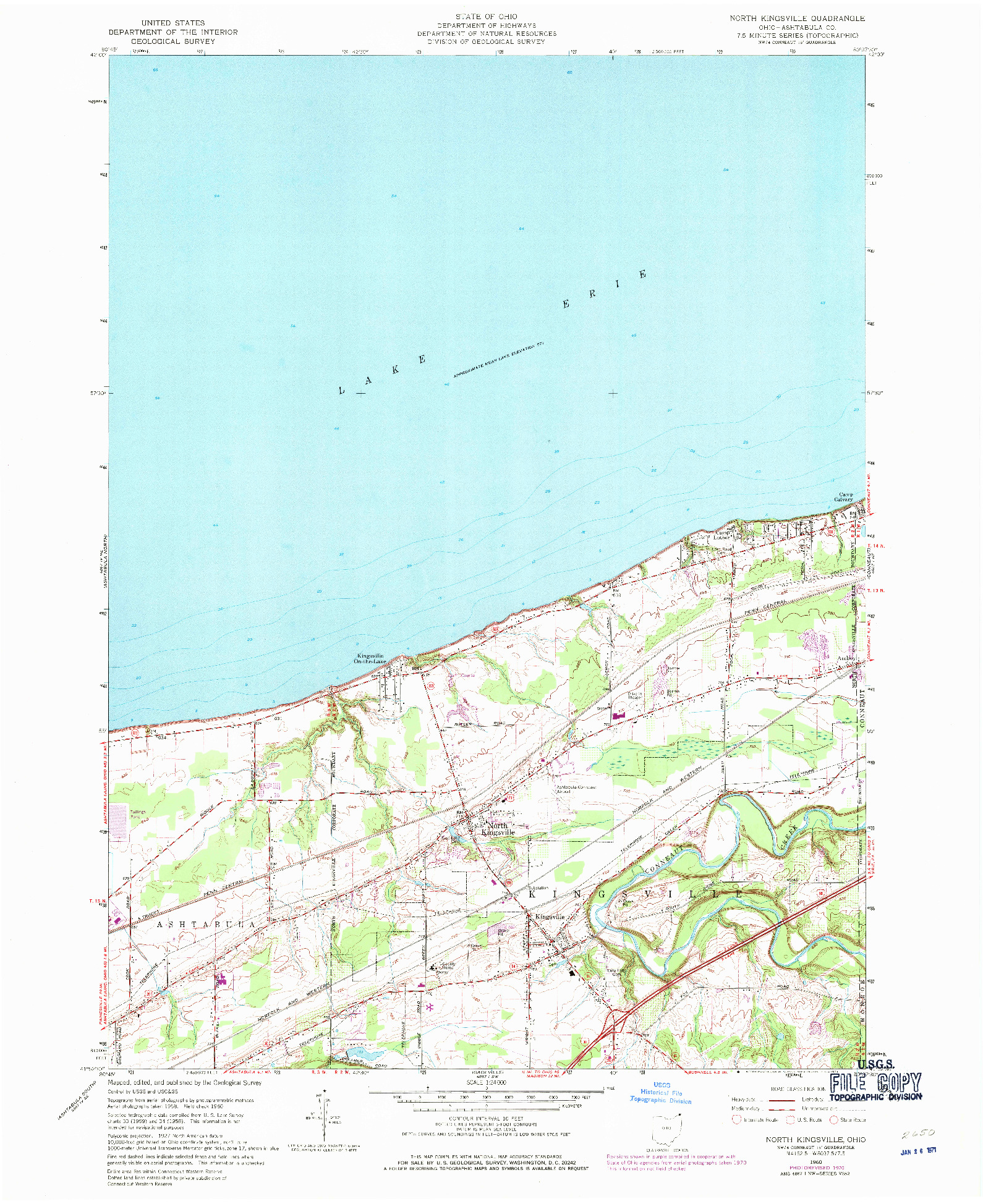 USGS 1:24000-SCALE QUADRANGLE FOR NORTH KINGSVILLE, OH 1960
