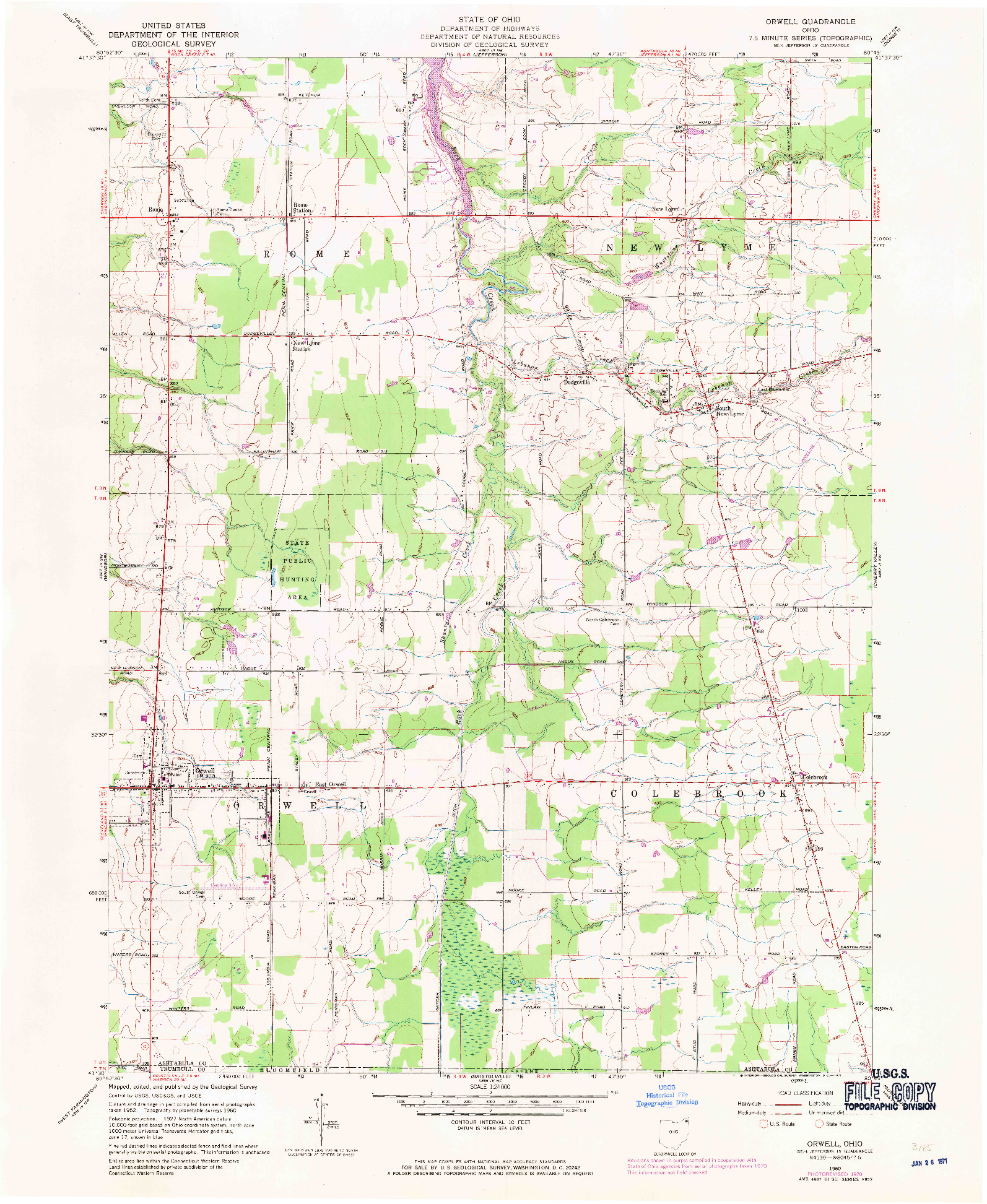 USGS 1:24000-SCALE QUADRANGLE FOR ORWELL, OH 1960