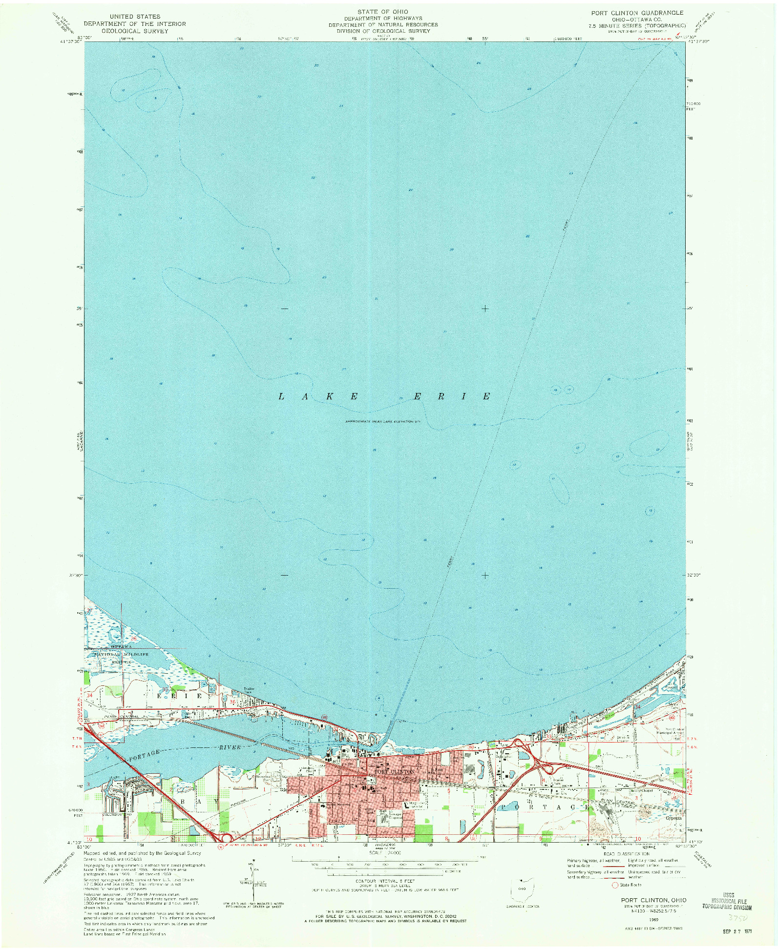 USGS 1:24000-SCALE QUADRANGLE FOR PORT CLINTON, OH 1969