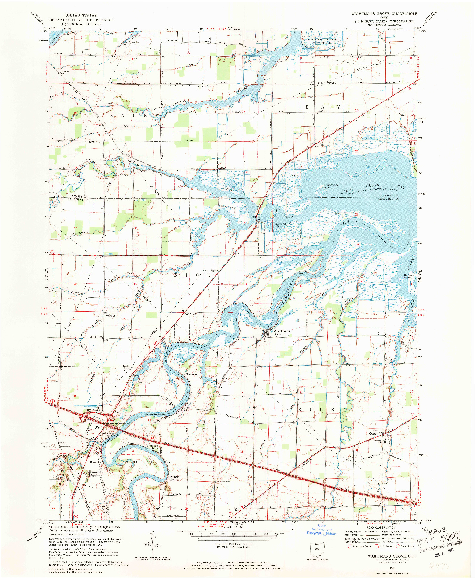 USGS 1:24000-SCALE QUADRANGLE FOR WIGHTMANS GROVE, OH 1969