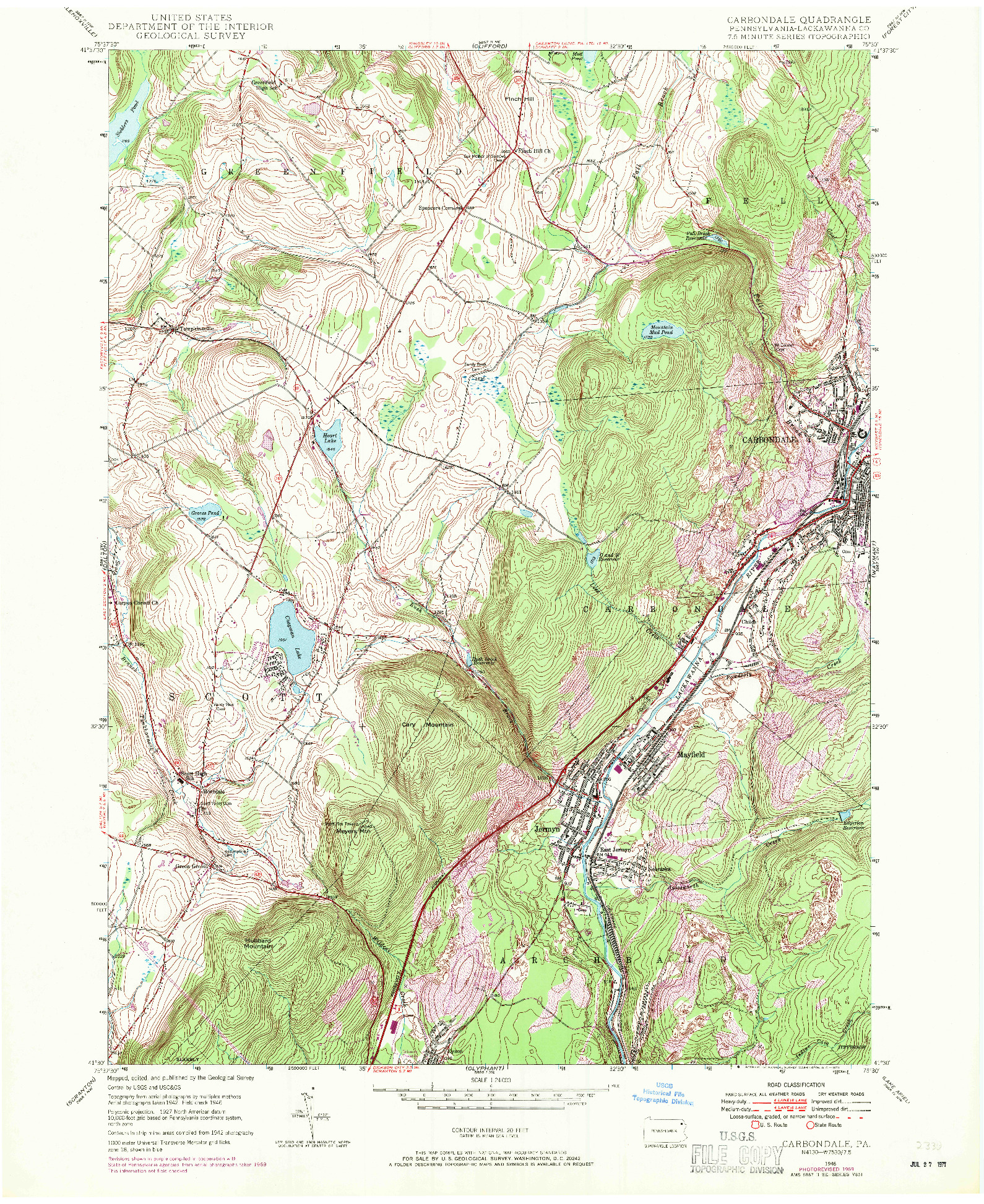 USGS 1:24000-SCALE QUADRANGLE FOR CARBONDALE, PA 1946