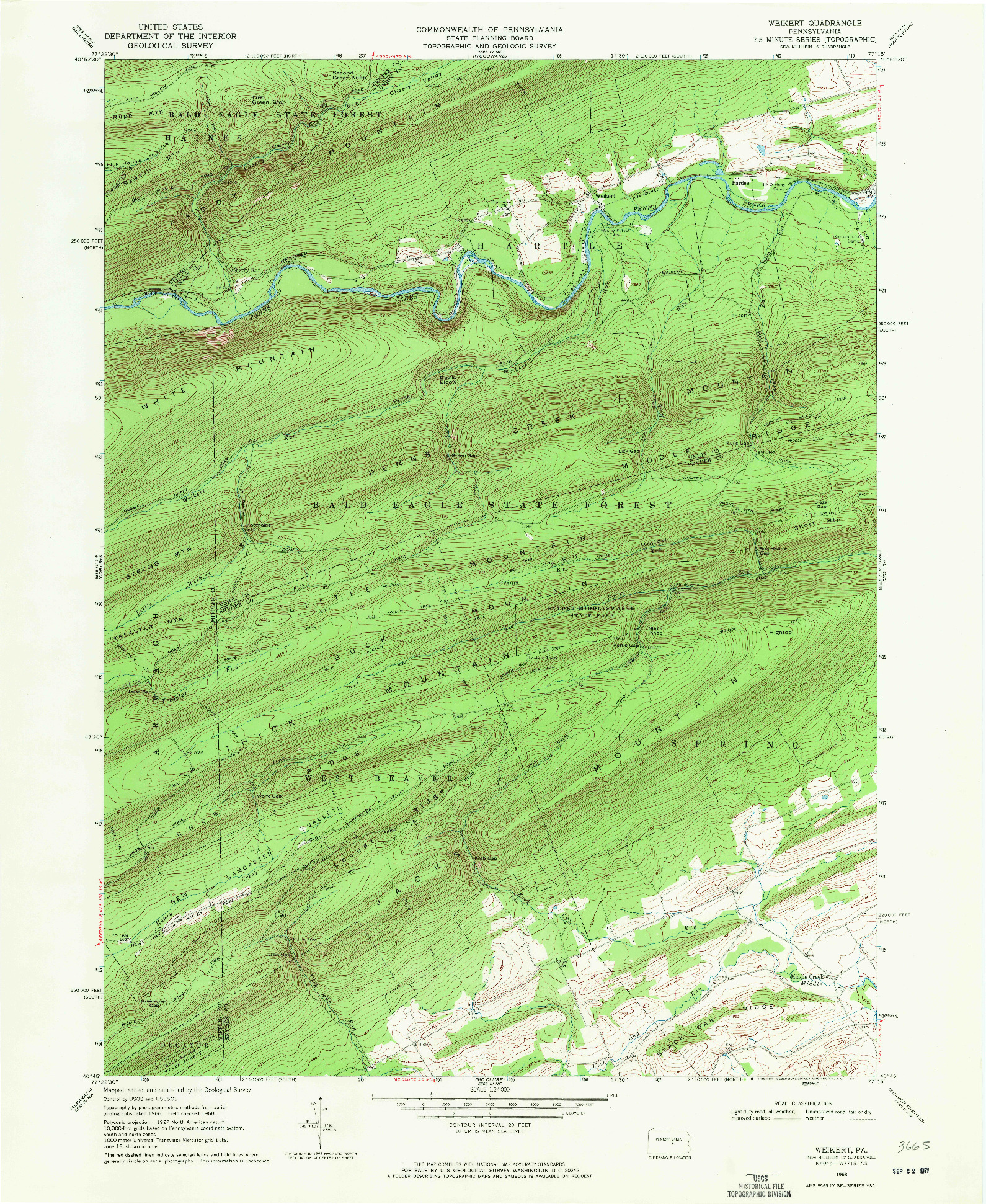 USGS 1:24000-SCALE QUADRANGLE FOR WEIKERT, PA 1968