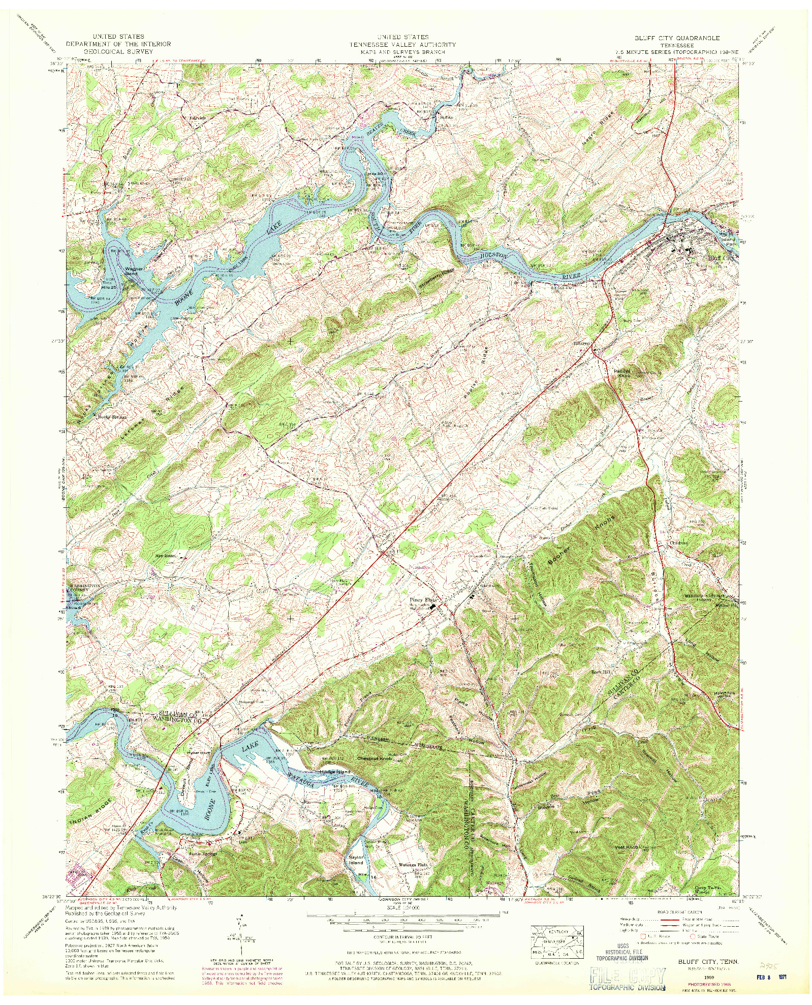 USGS 1:24000-SCALE QUADRANGLE FOR BLUFF CITY, TN 1959